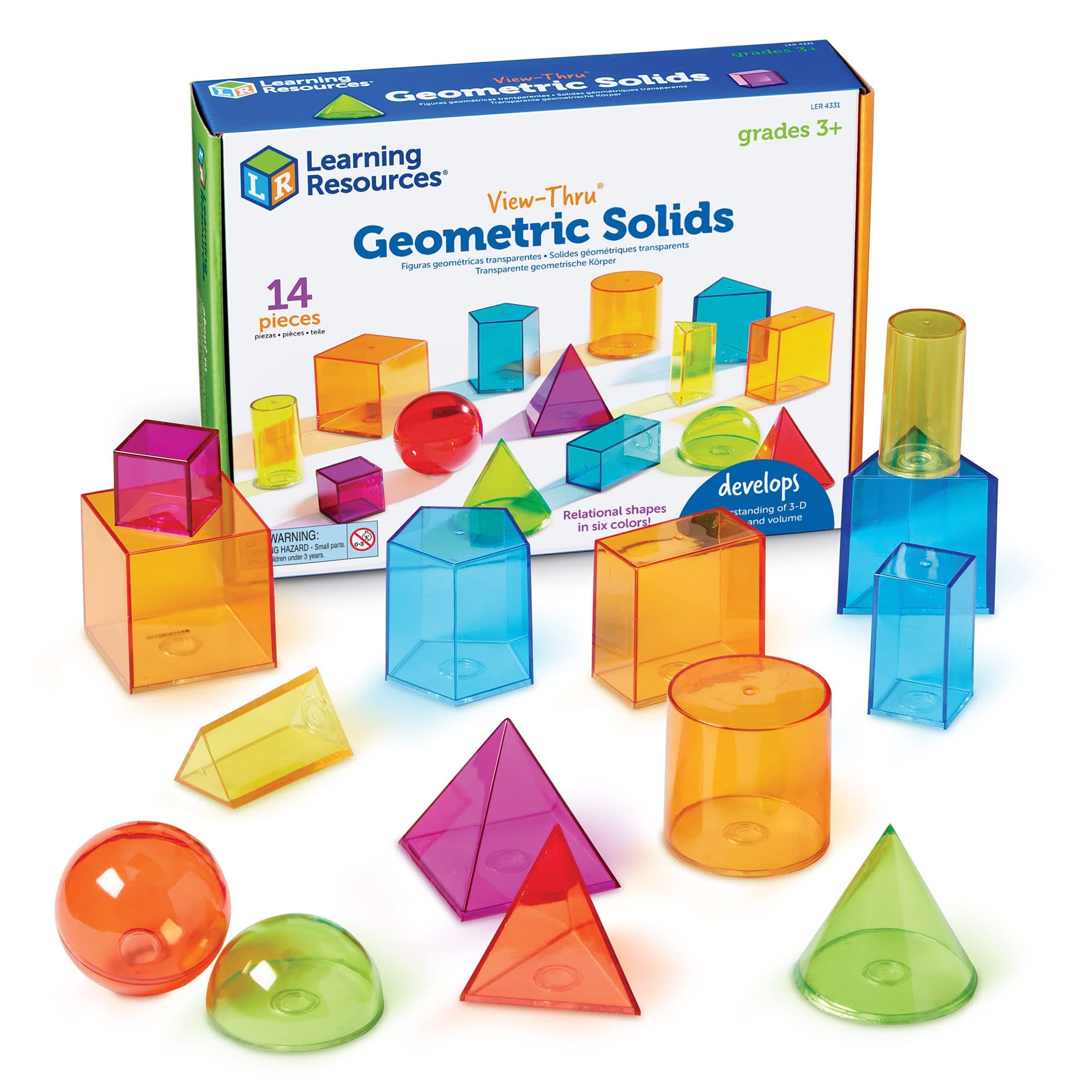 – View-Thru Geometric Shapes, Ages 8–12, Transparent 3D Maths Shapes, Hands-On Geometry Learning Tool