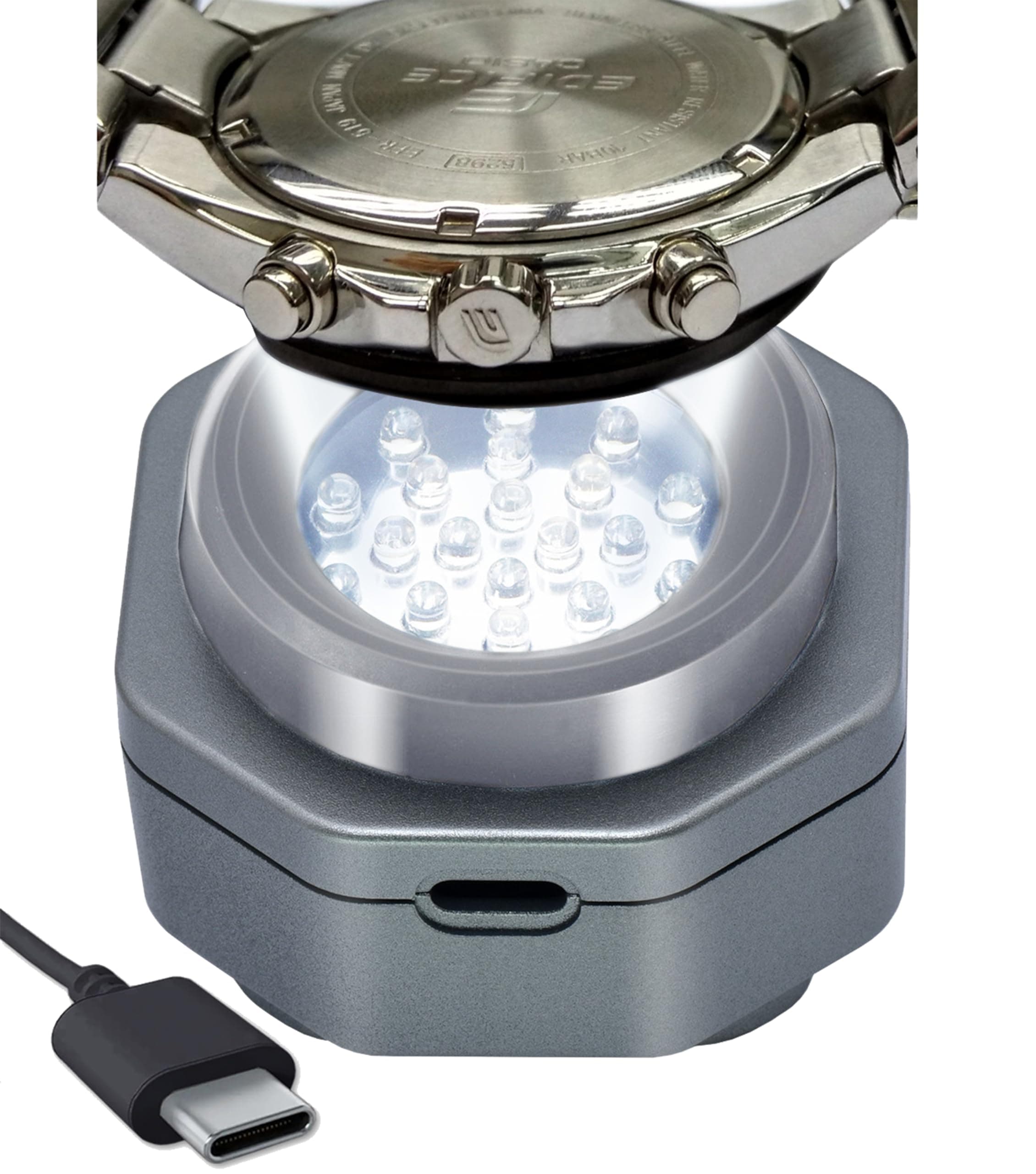 CoolFire (The Original) - USB-C UV Free Solar Watch Fast Charger for All Eco Solar Watches. Safe 24/7 Charging (No Timer Needed). Reloj Hombre Portable Charger. Fits G-Shock, Citizen, Seiko, Garmin GY