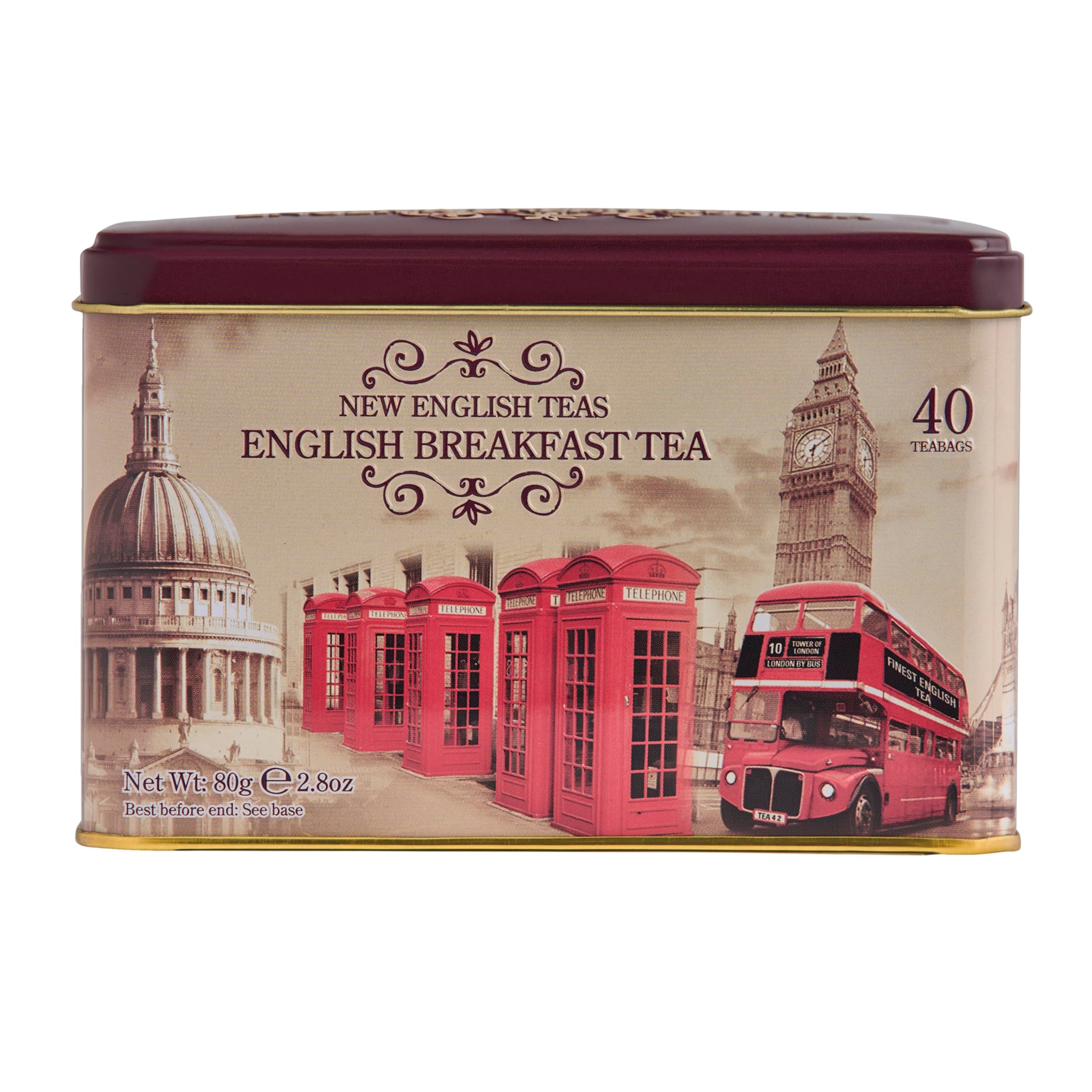 Vintage London Tea Tin with 40 English Breakfast teabags