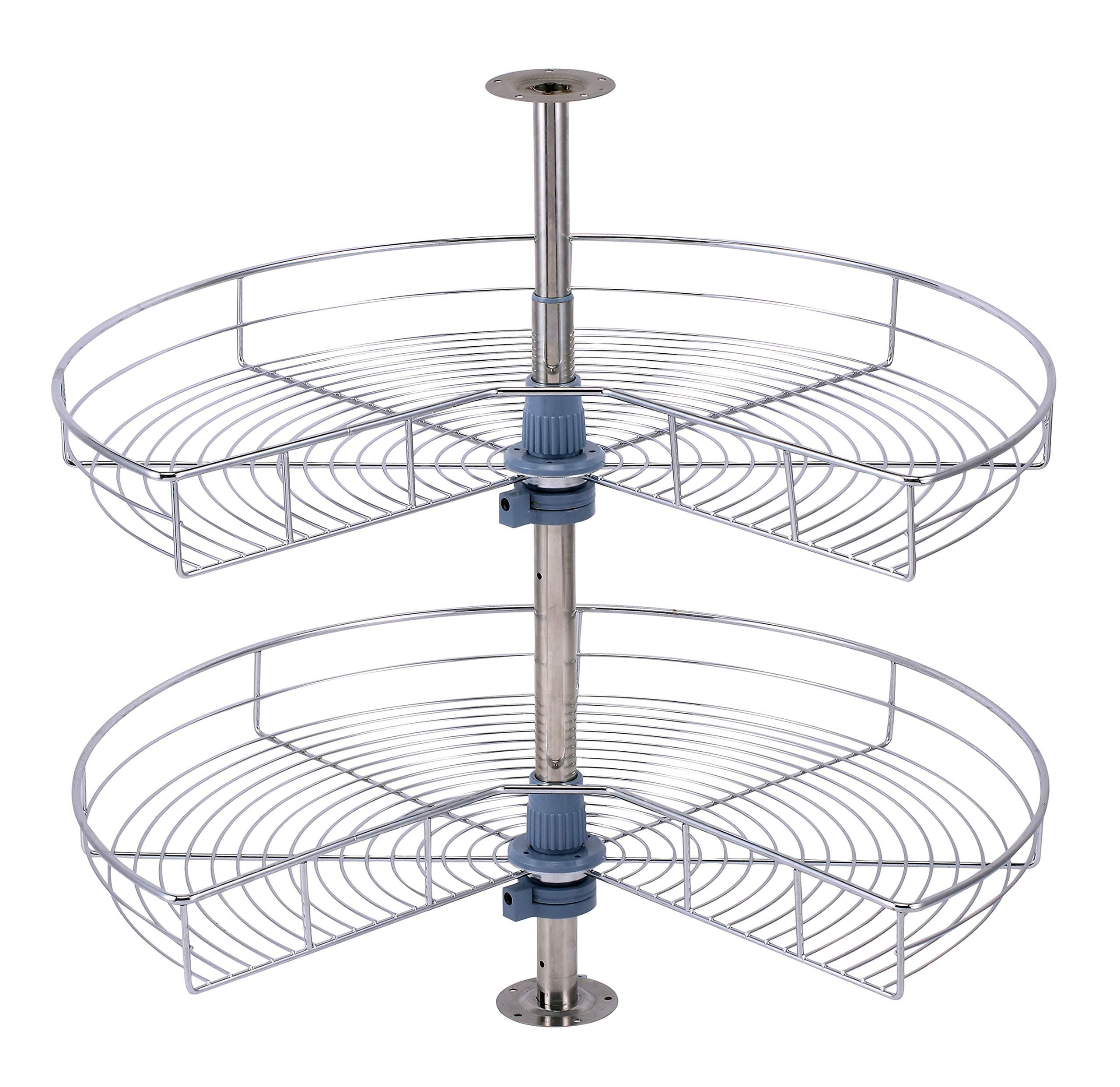 Dowell Base Cabinet Kidney Shape Dia.28 270° Lazy Susan, 2 Shelves, Kitchen Base Corner Cabinet Organizer (Chrome 4001 270 28)