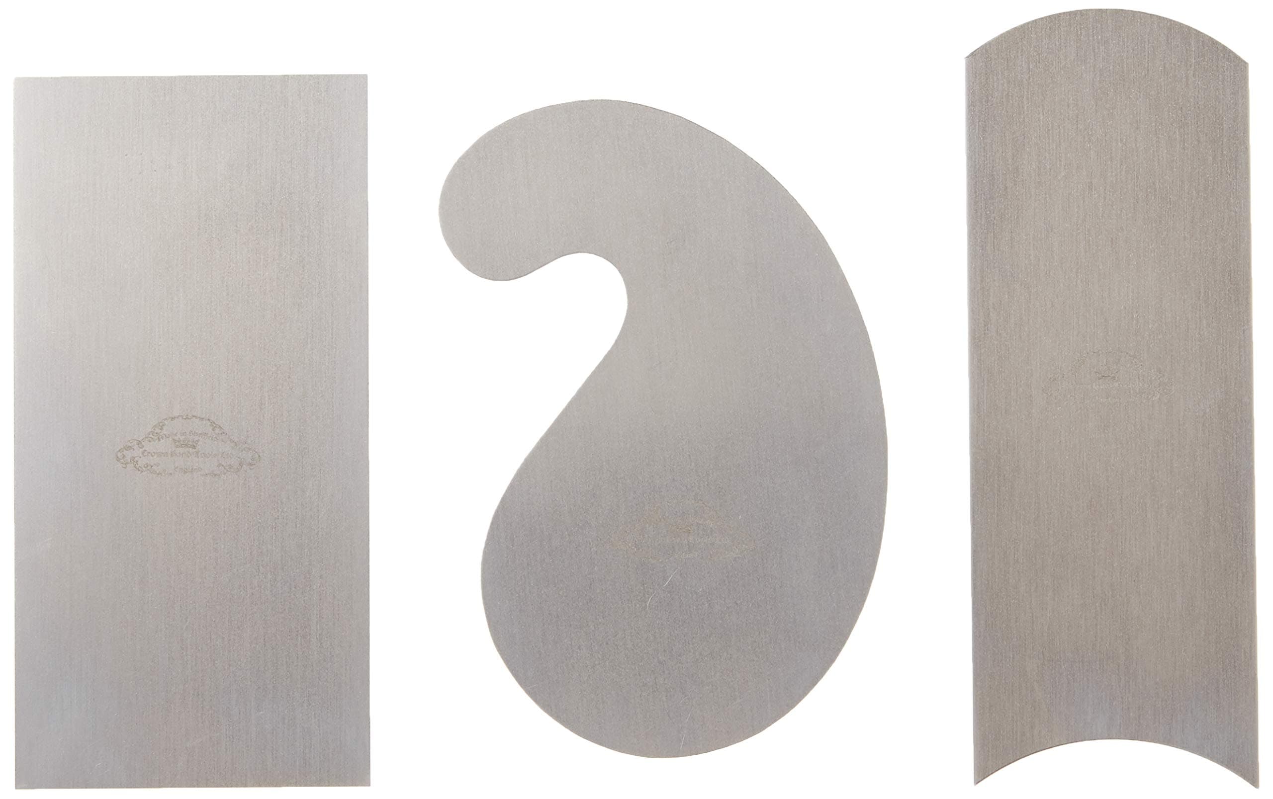 Crown 376 2-1/2 x 5 Cabinet Scraper (Gooseneck, Rectangular & Curved) - Set of 3