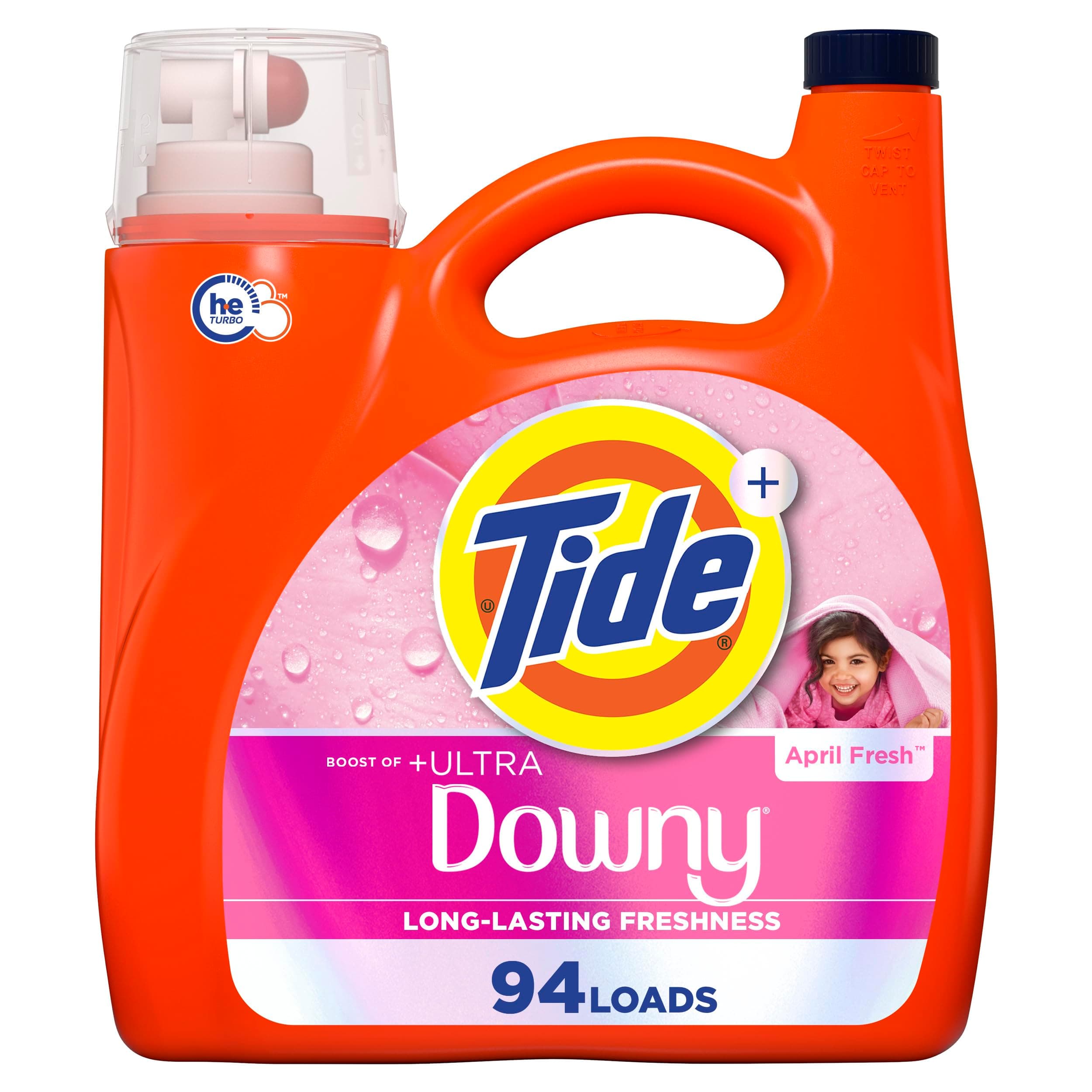 plus Downy Liquid Laundry Detergent Soap, April Fresh Scent, HE Compatible, 94 Loads, 132 fl oz (Packaging May Vary)