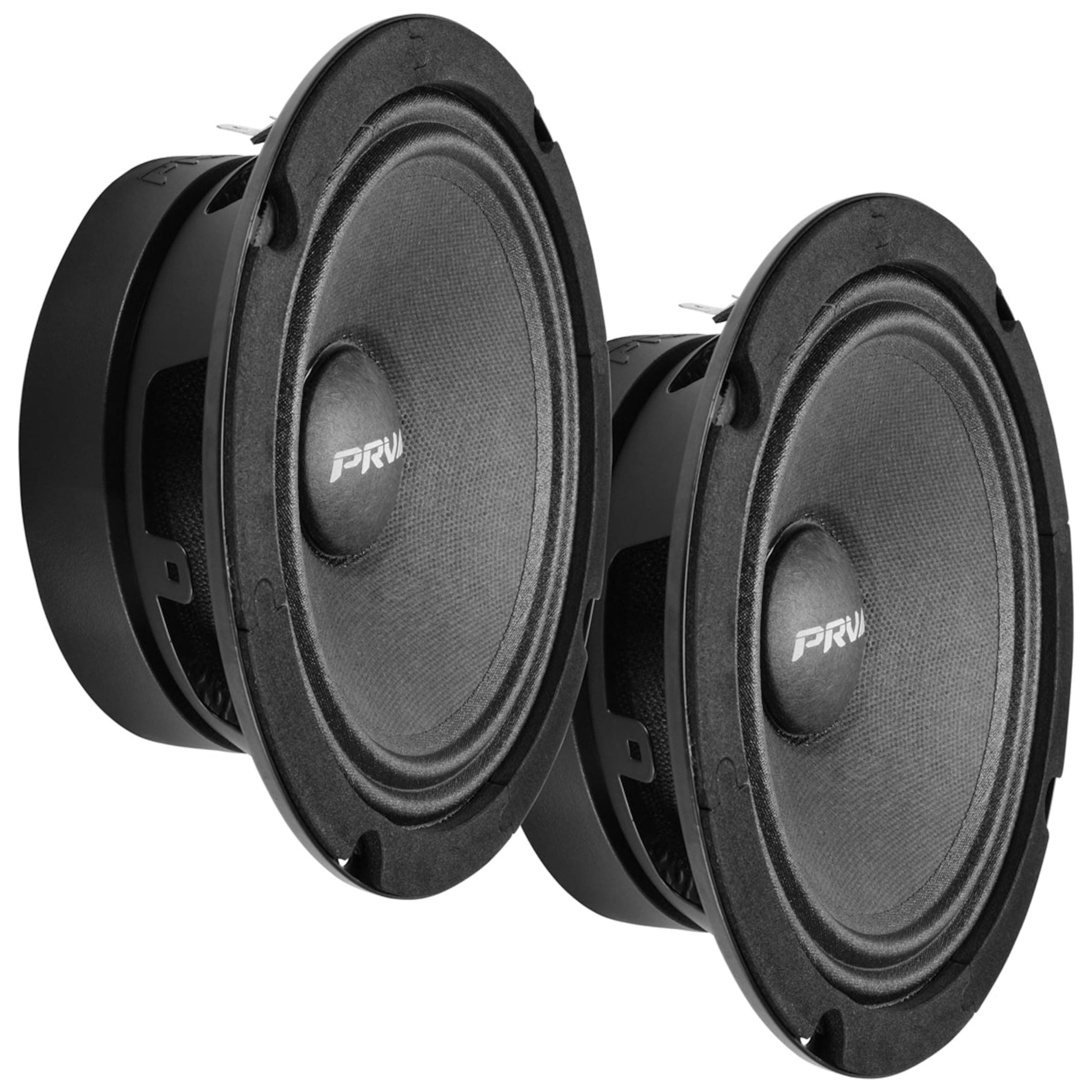 6.5 Midrange Speakers Pair 6MR200A-4, 200 Watts, 4 Ohm Shallow Mount Car Audio Slim Speaker, 1.5 in Voice Coil, Compact for Doors (2 Speakers)