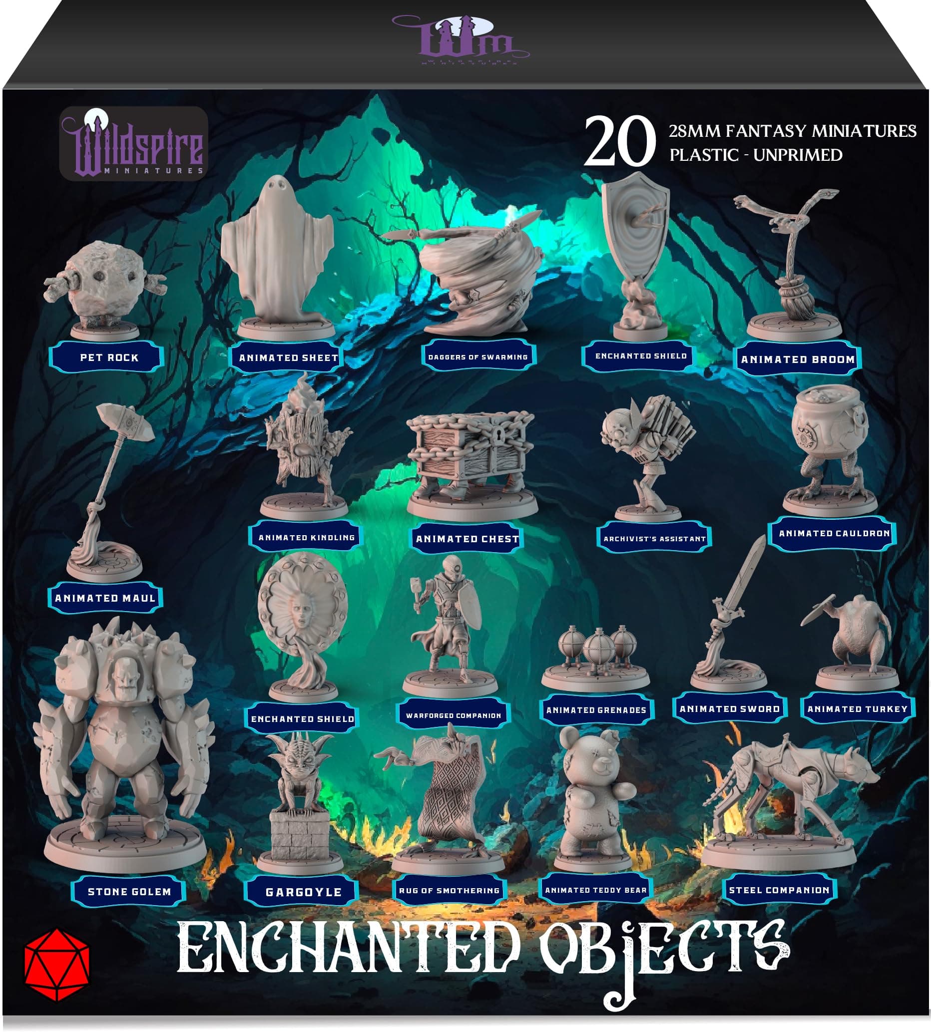 20 Enchanted Objects - Animated Objects for DND Miniatures 28-32mm Dungeons & Dragons Minis Bulk D&D Figures DND Minis Bulk Fantasy Spell Effects Tabletop Fantasy Game Miniature Accessories