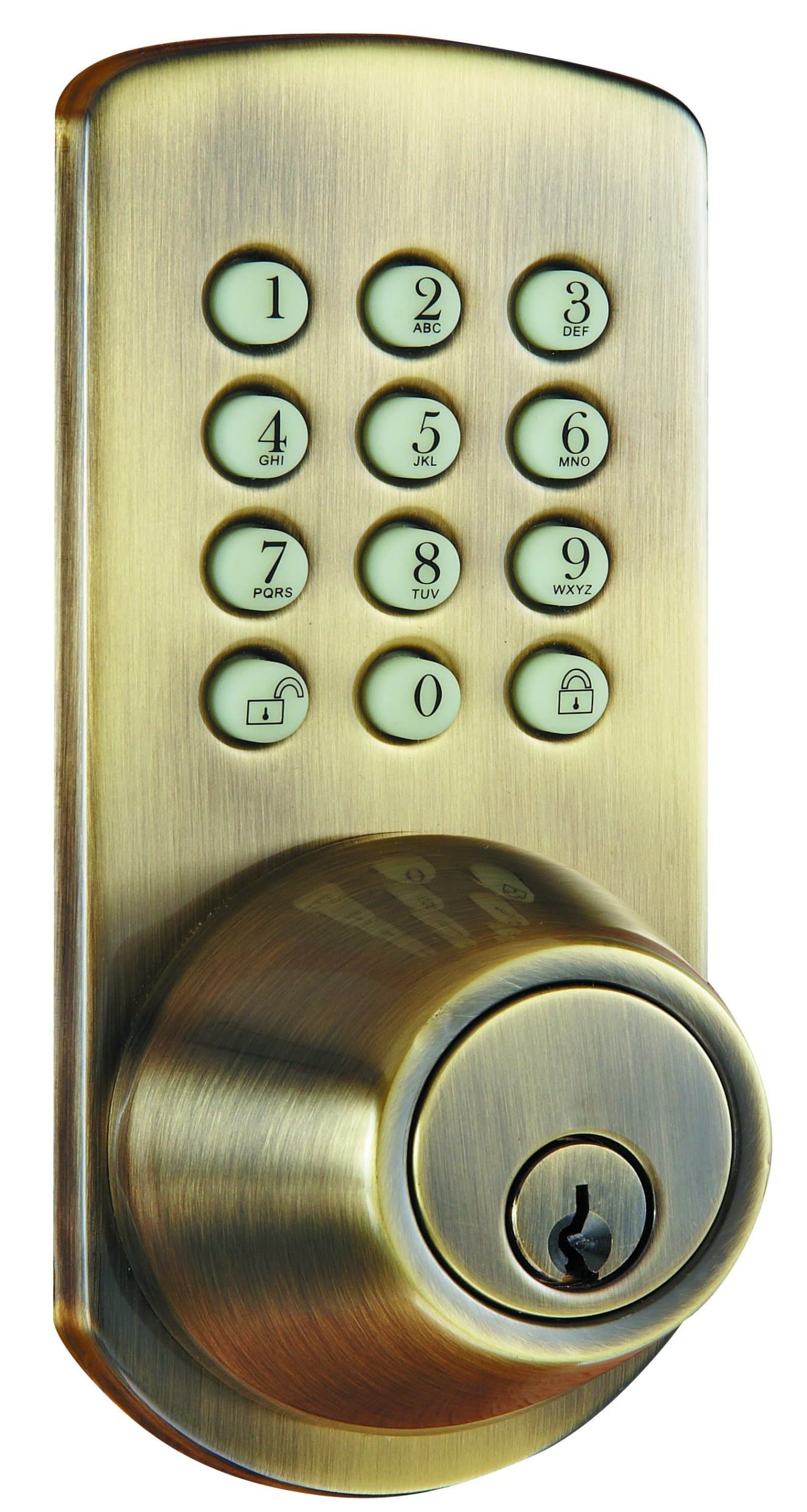 PKF-01AQ Keypad Deadbolt, Antique Brass