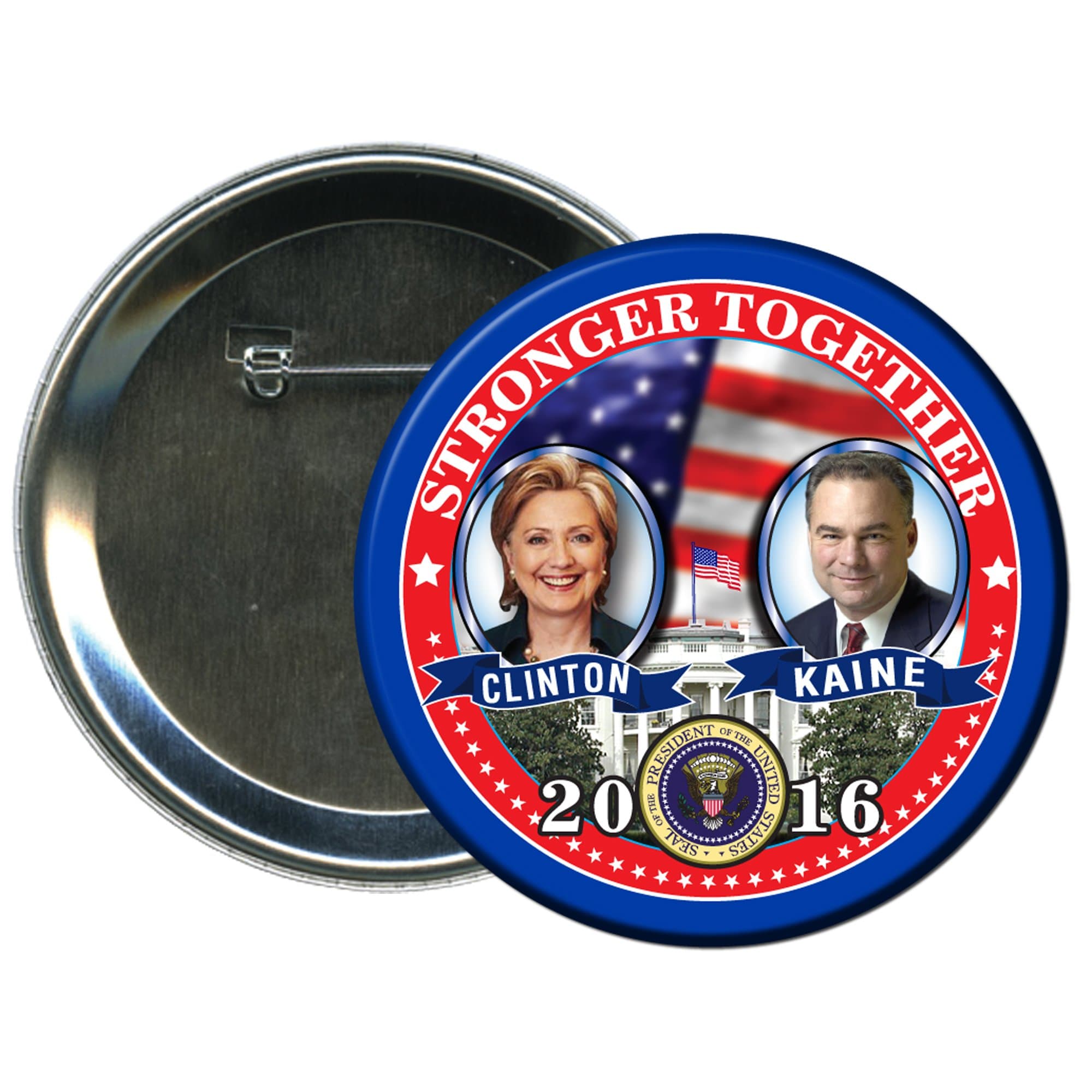 Hillary Clinton and Tim Kaine Round 2016 Campaign Button 2