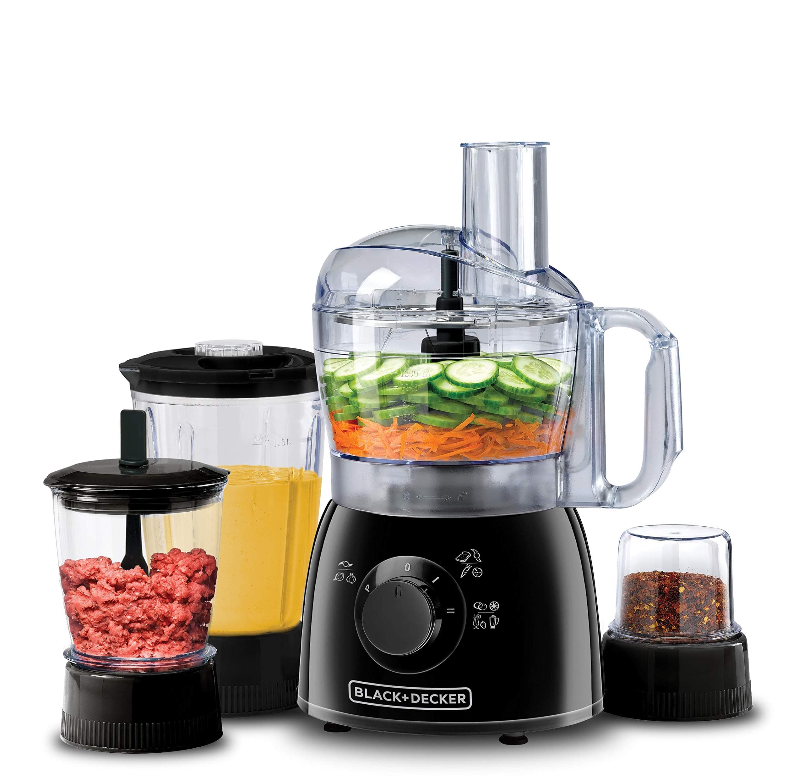 BLACK+DECKER 400W 29 Function Food Processor with Blender, Mincer & Grinder, Black - KR43-B5,