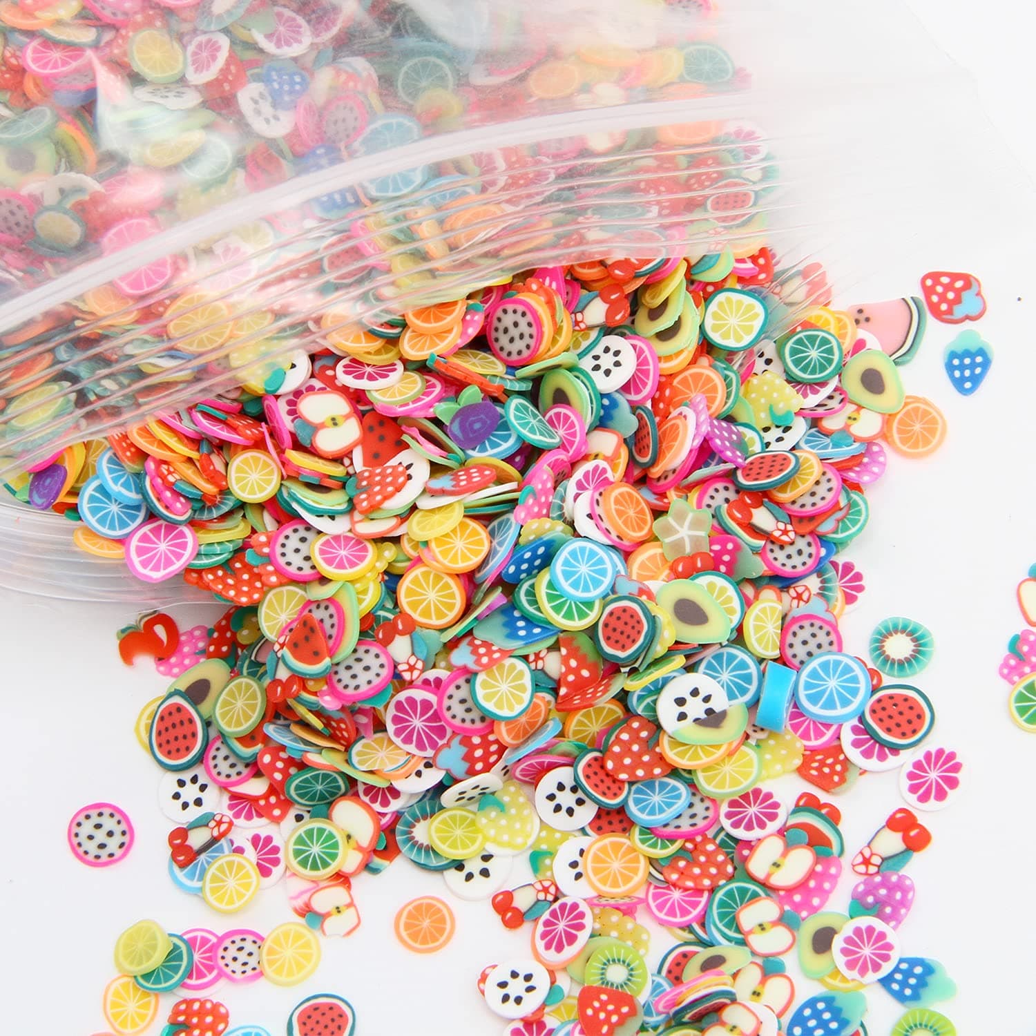 KIMOBER 6000PCS Polymer Fruit Slices,Multicolor Tiny Slime Charms Cute Set for Nail Art DIY Craft,Cellphone Decoration