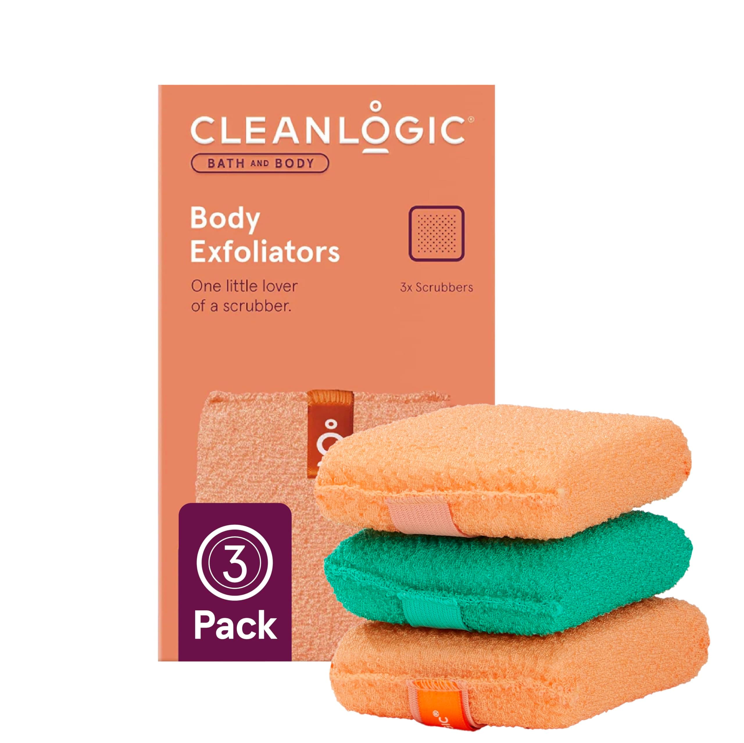 CleanlogicSmall Exfoliating Body Scrubber, 3 count