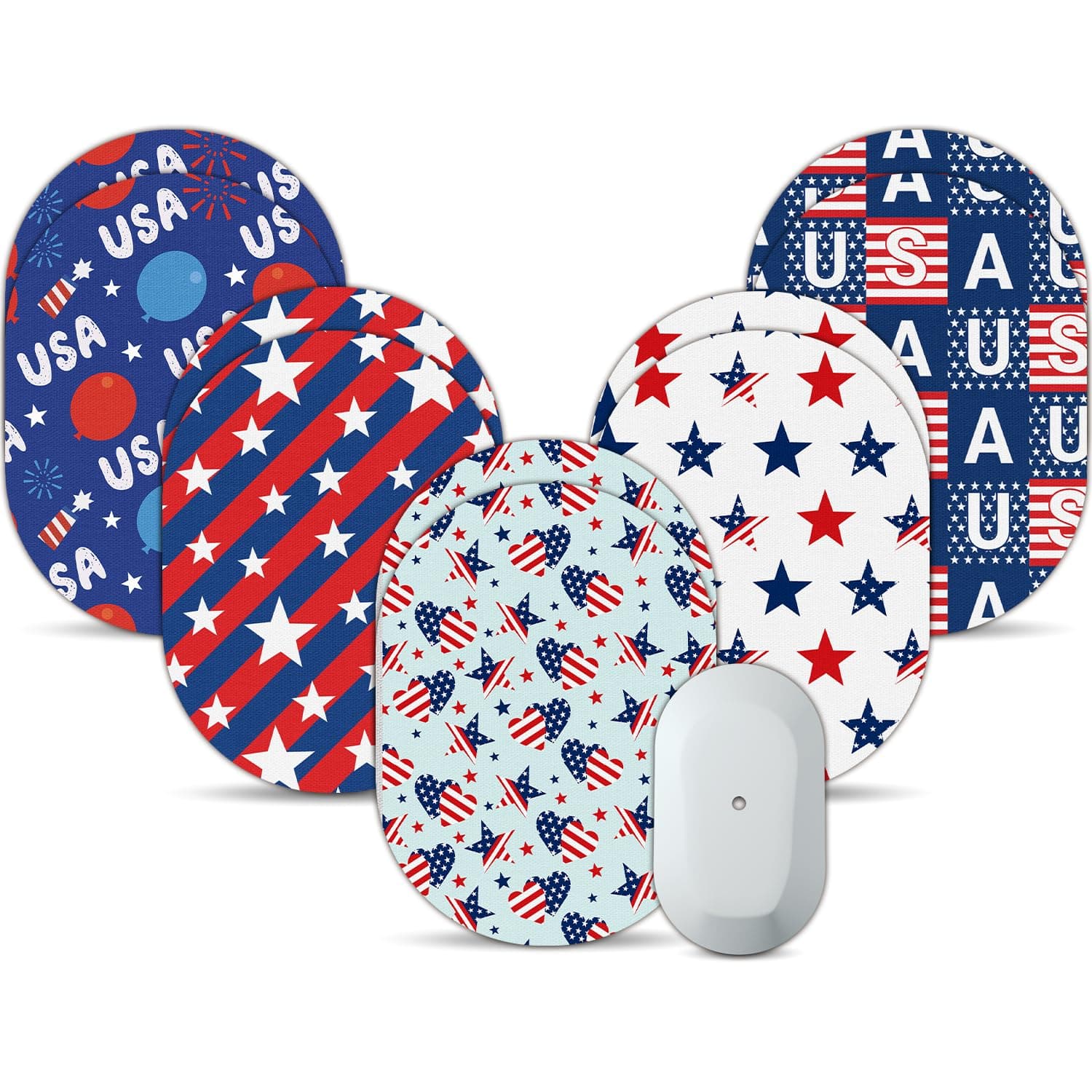 Dexcom G6 Adhesive Patches (10-Pack) - Bump-Proof with Hard Cap, Waterproof, Breathable, Medical Adhesive, 10-Day CGM Protection (Flag)