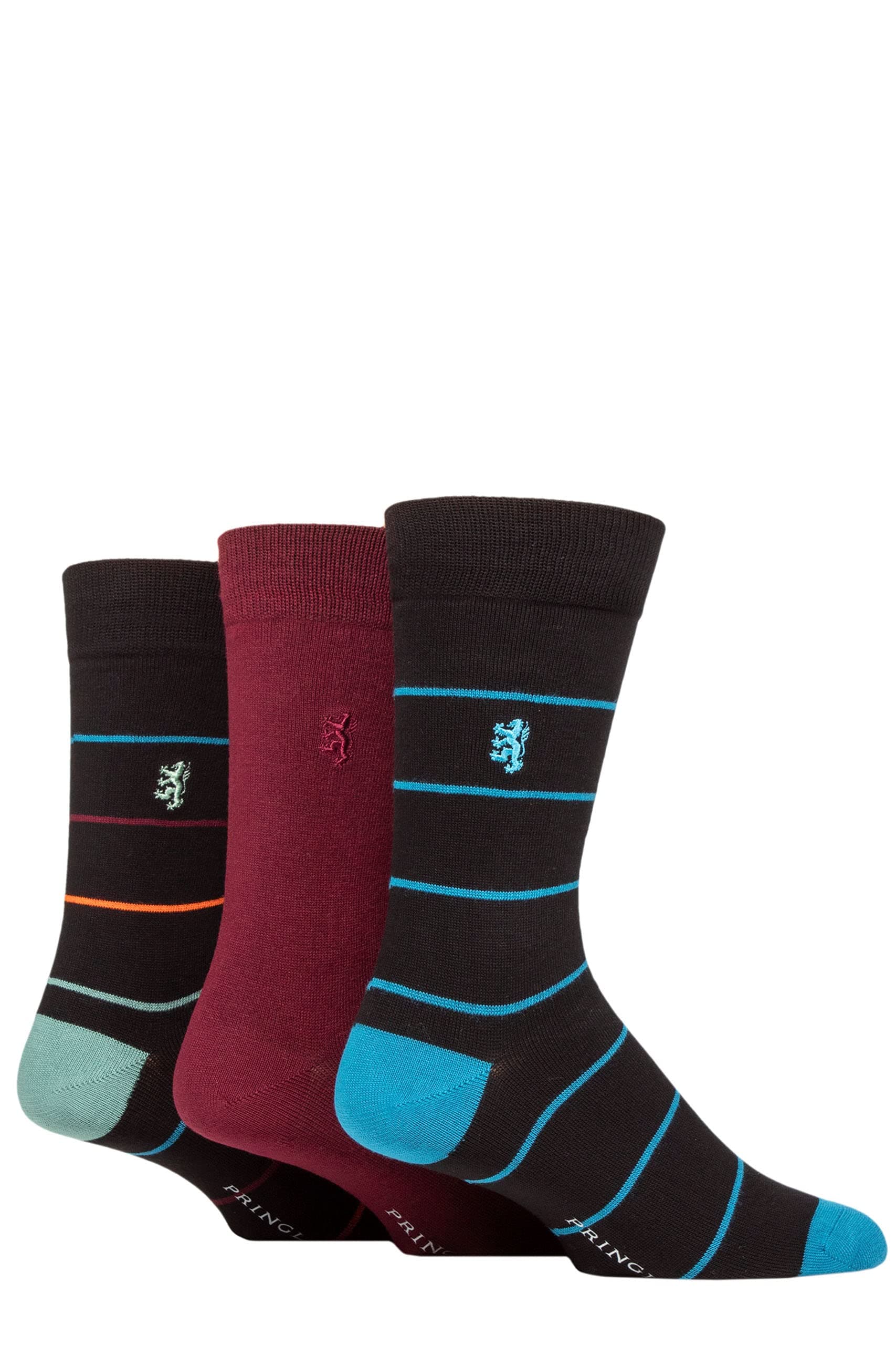 Pringle Black Label Mens Bamboo Patterned, Argyle and Striped Socks Pack of 3