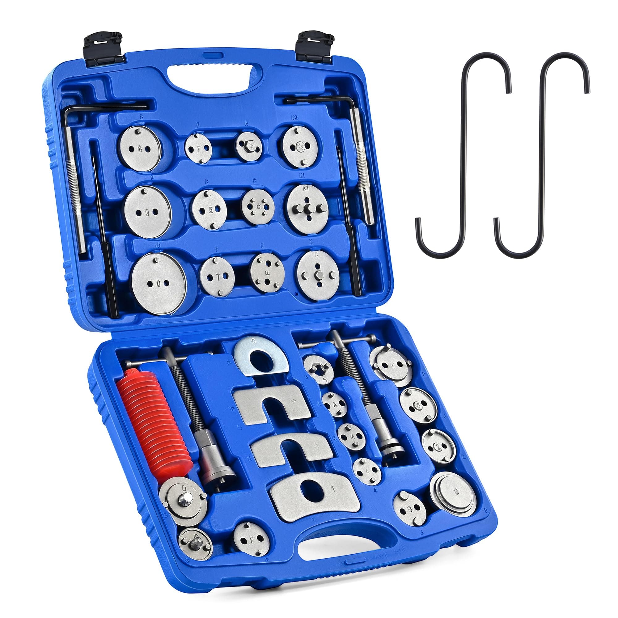 Orion Motor Tech 35 Piece Disc Brake Caliper Tool Kit, Heavy Duty Brake Caliper Compression Tool Kit for Brake Pad Replacement, Brake Piston Caliper Compressor Tool with 24 Adapters Fits Most Vehicles