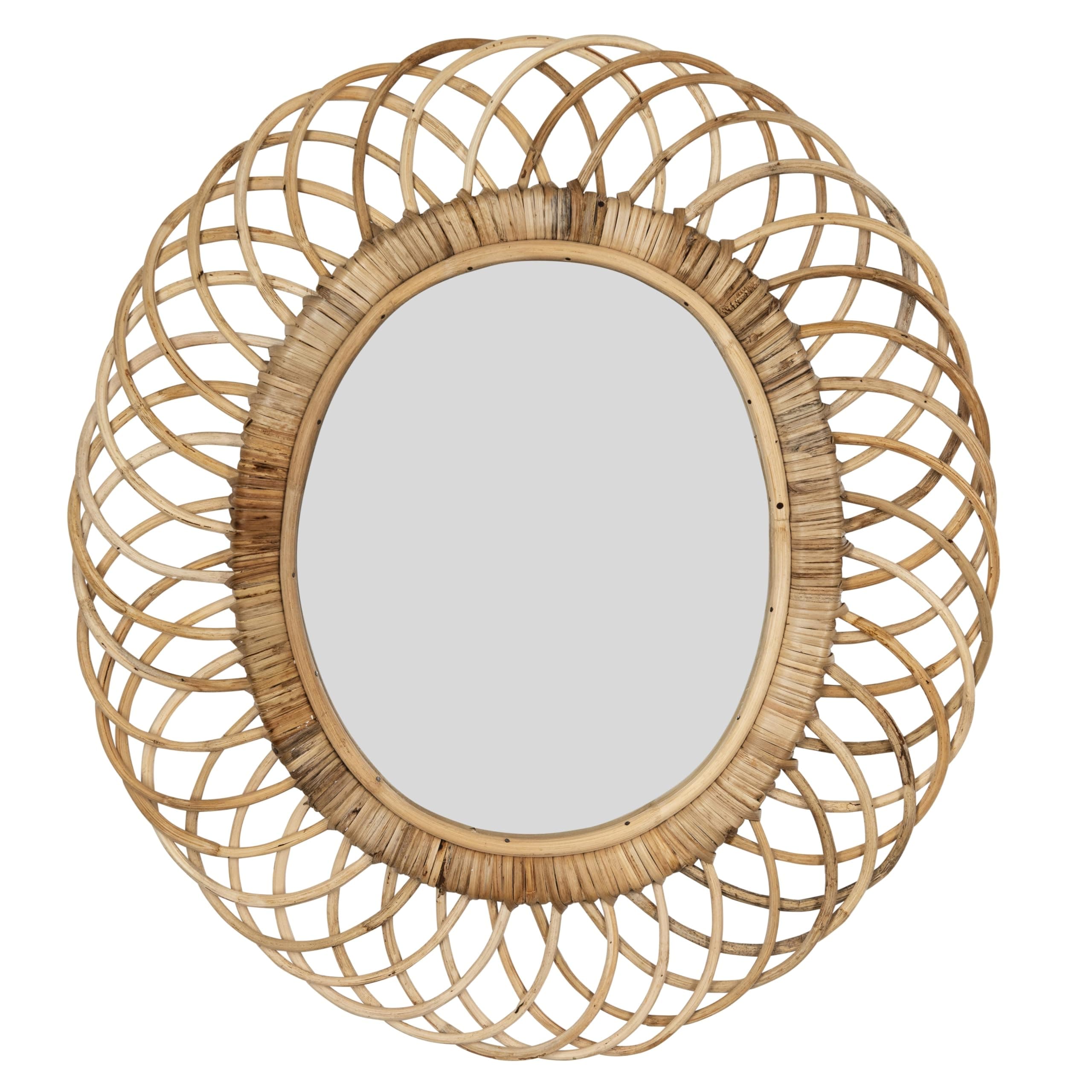 Creative Co-op Oval Woven Bamboo Wall Mirror, Brown