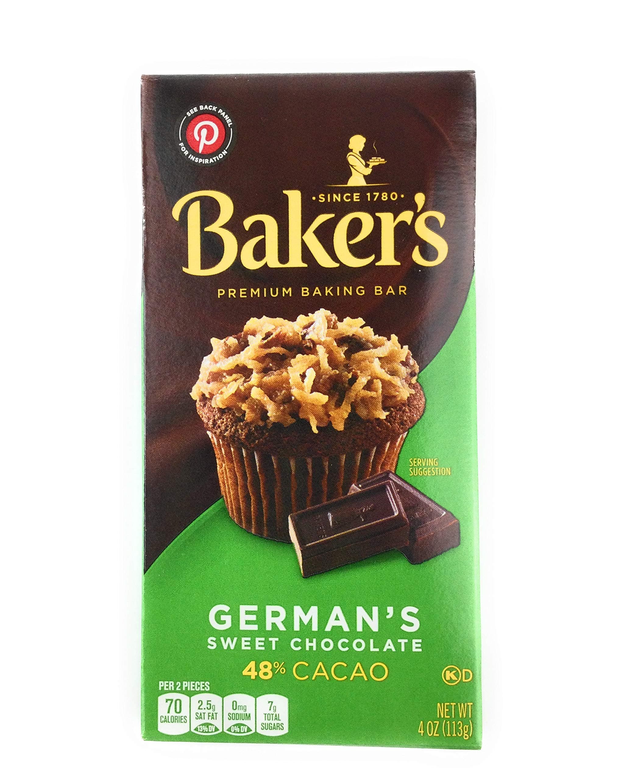 Bakers German Chocolate Bar, 4 OZ