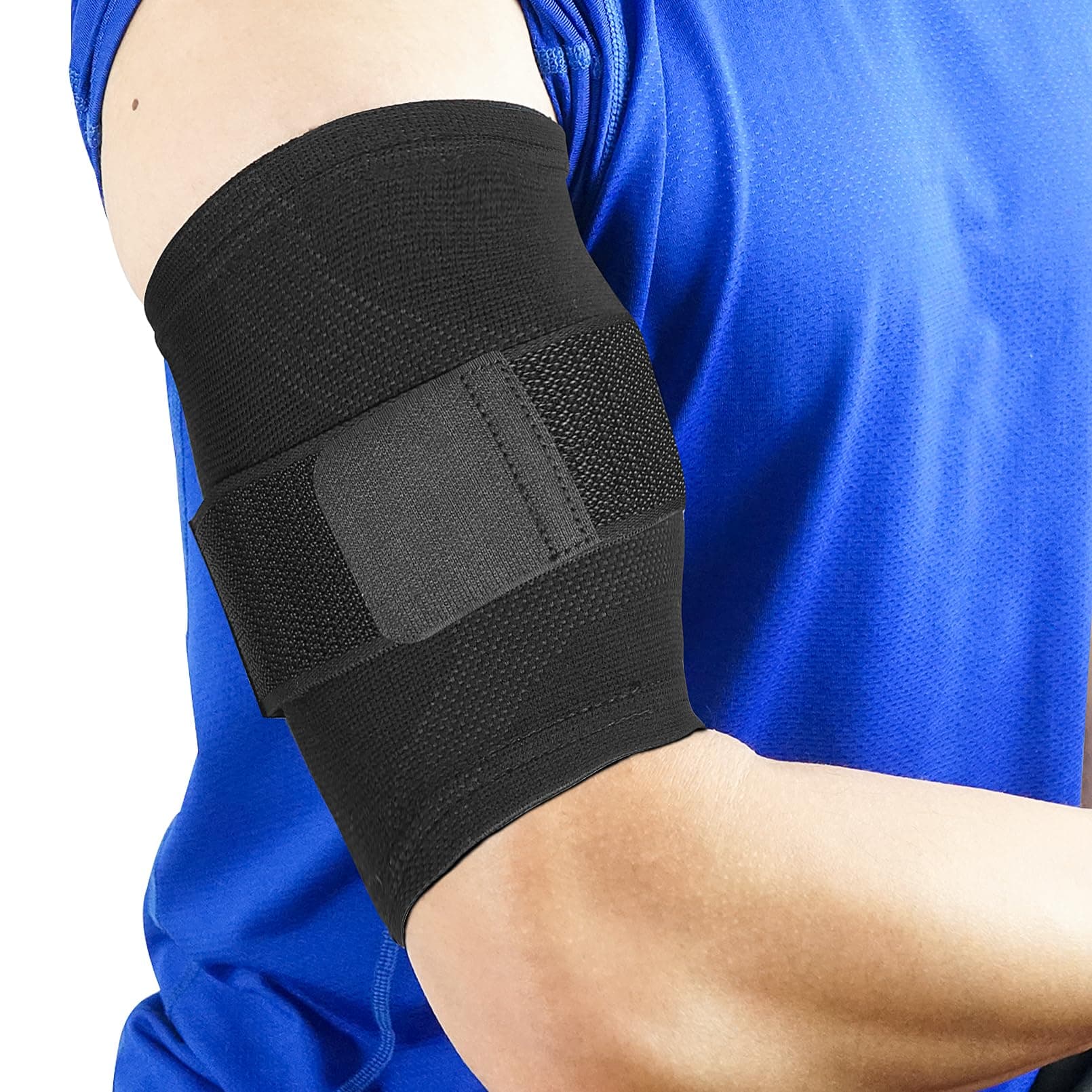Luwint Bicep Tendonitis Brace, Knitted Compression Upper Arm Sleeve Support, 1 Pair (Small)