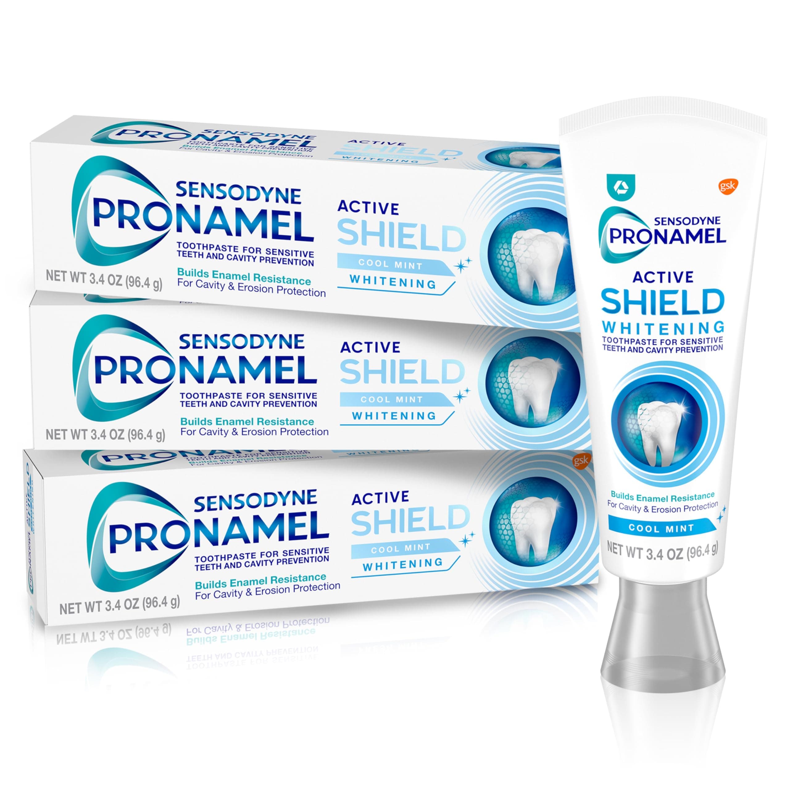 Sensodyne Pronamel Active Shield Toothpaste Cool Mint Green 100g x 3