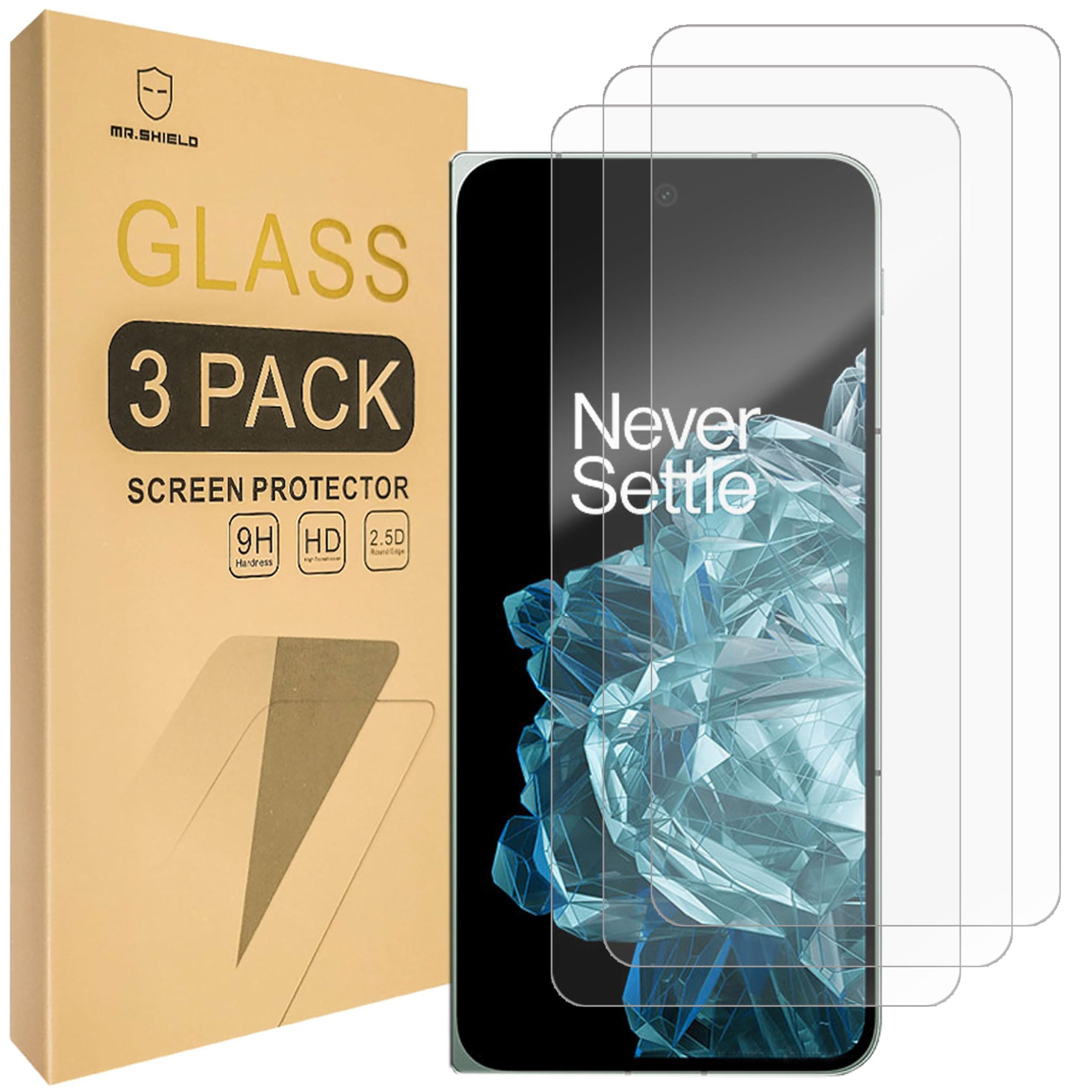 Mr.Shield Screen Protector Compatible with OnePlus Open [Front Screen ONLY] [Shorter Fit For Case Version] [Tempered Glass] [3-PACK] [Japan Glass with 9H Hardness]