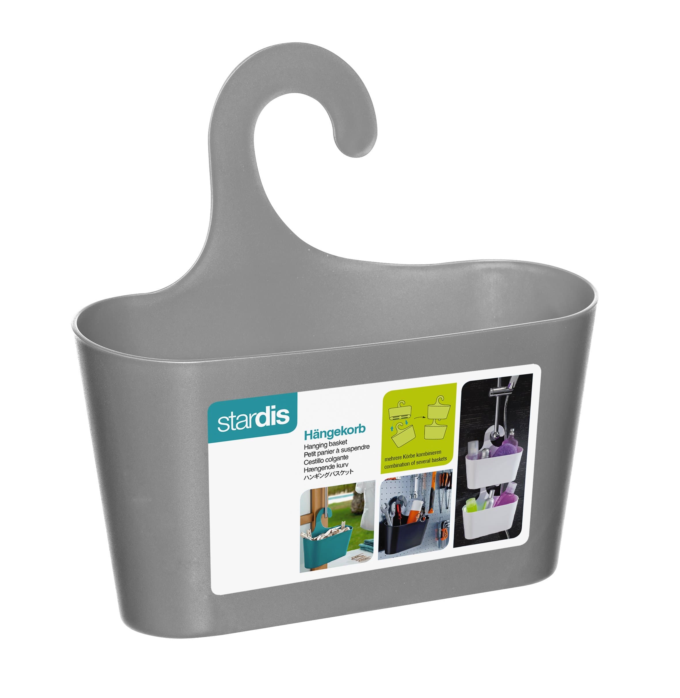 Shower Basket with Hook Hanging Caddy Organizer Plastic (grey)
