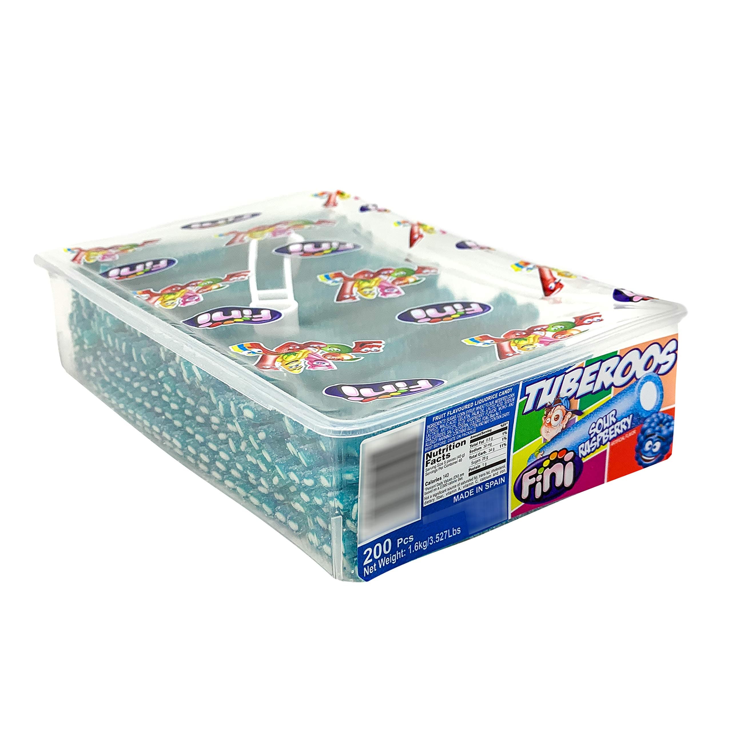 Tuberoos Sour Raspberry Licorice Candy Tubes 3.5 Pound Box - 200 Pieces