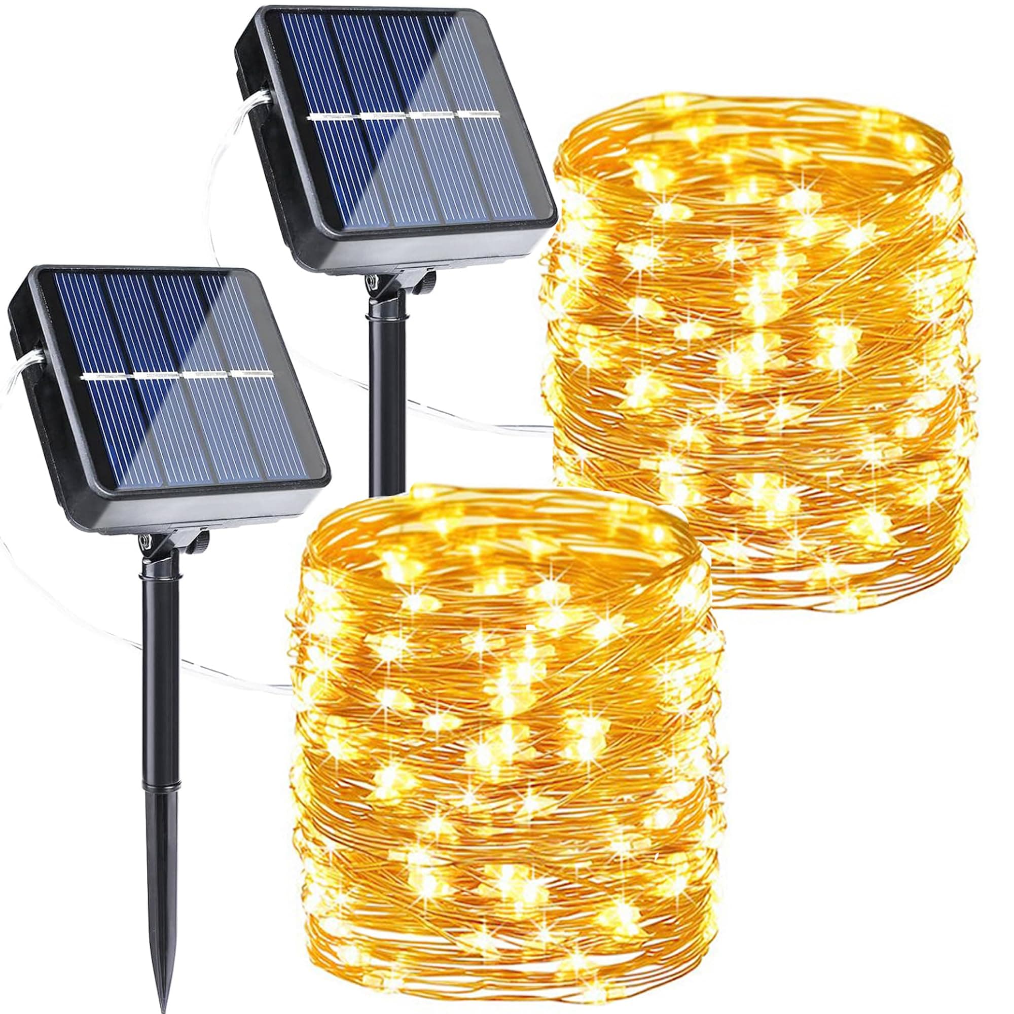 Joomer Solar String Lights Outdoor, 2Pack Total 100ft 300LED 8 Modes Solar Fairy Lights,Waterproof Lights for Tree, Patio, Garden, Outdoors Decoration (Warm White)