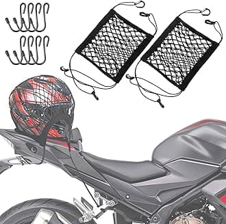 SARDVISA Upgraded Motorcycle Helmet Storage Cargo Nets, 10" X 11" Double Layer Elastic Net with 8 Extra Strong Metal Hooks, Running Expansion Organizer Net
