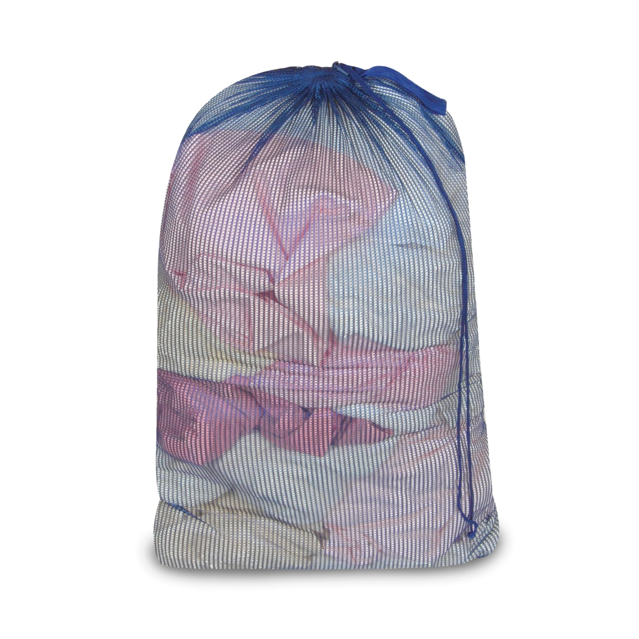 Smart Design Mesh Laundry Bag w/ Handle & Push Lock Drawstring - VentilAir Mesh Material - for Clothes & Laundry - Home Organization (Holds 3 Loads) (36 x 24 Inch) [Blue]