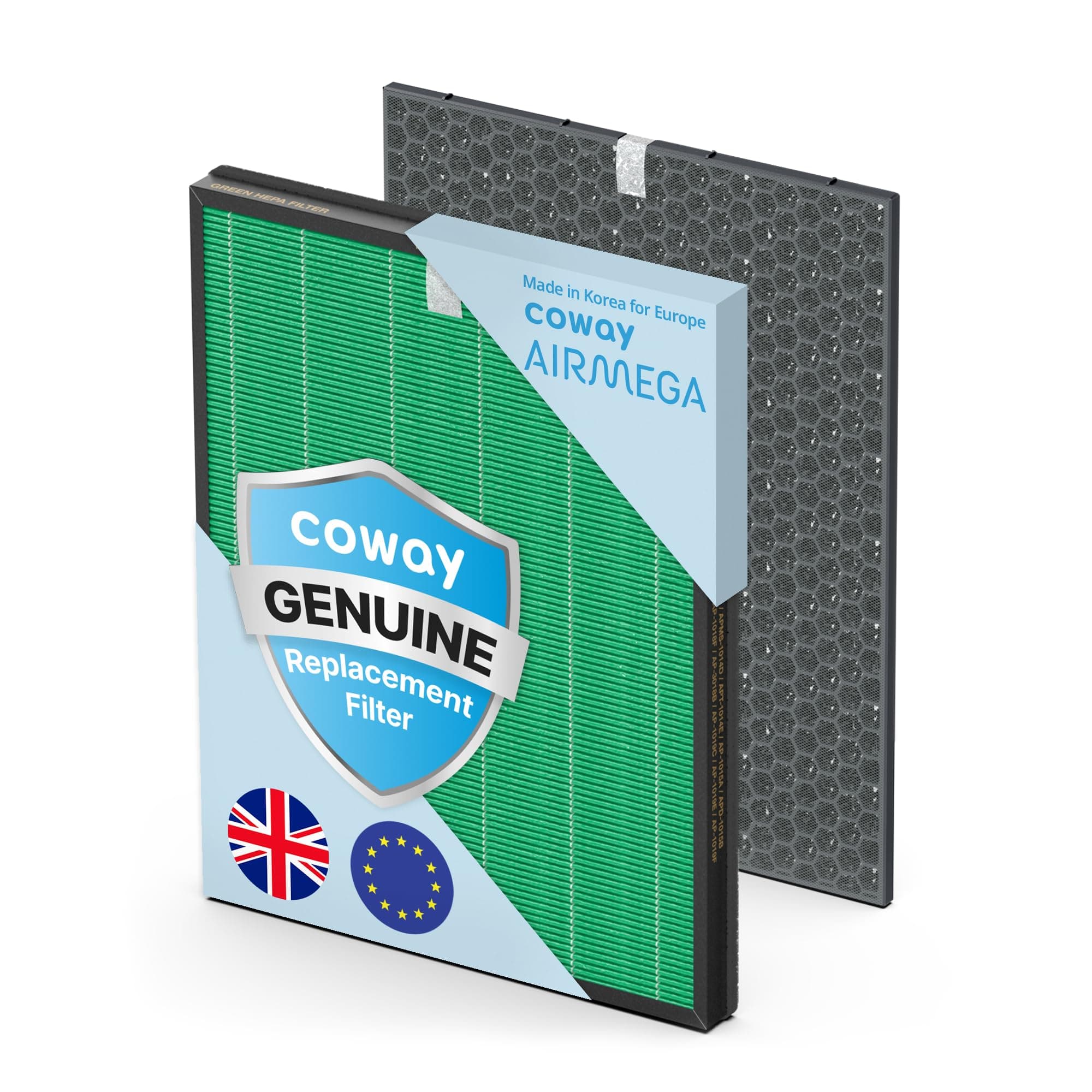 Airmega 150 Air Purifier Replacement Filter Set, AP-1019C, 2 Filters, GreenHEPA, Activated Carbon, One-year Lasting, Genuine Filterset, GreenHEPA Designed for Europe, Made in Korea