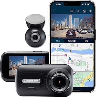 Nextbase322GW Dash Cam Front and Rear Camera Small with App- Full 1080p/60fps HD in Car Camera- WiFi Bluetooth GPS- SOS Emergency Response, Parking Mode - 280/360 Degree Dual 6 Lane Wide Recording