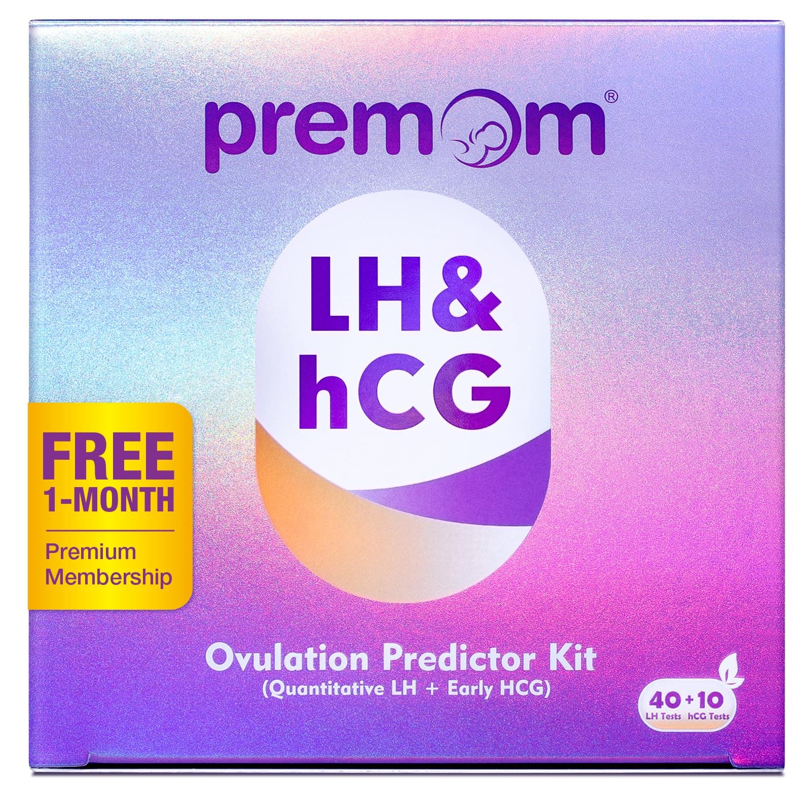 Premom Quantitative Ovulation Predictor Kit:40 Ovulation Tests + 10 Pregnancy Tests - Advanced Ovulation Test Strips Combo 40LH+10HCG Test