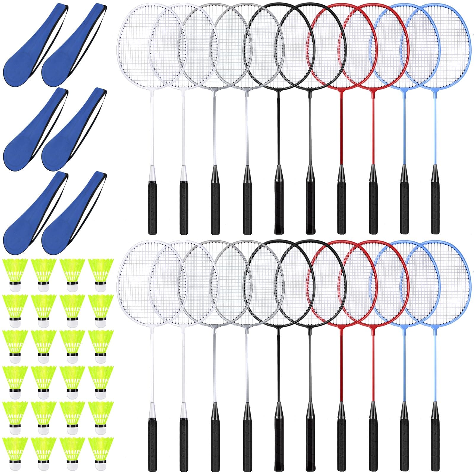 - 20/40 Pack Badminton Rackets Set with Shuttlecocks and Carrying Bags, Sturdy Lightweight Badminton Rackets Racquet for Adults Beginners Indoor Outdoor