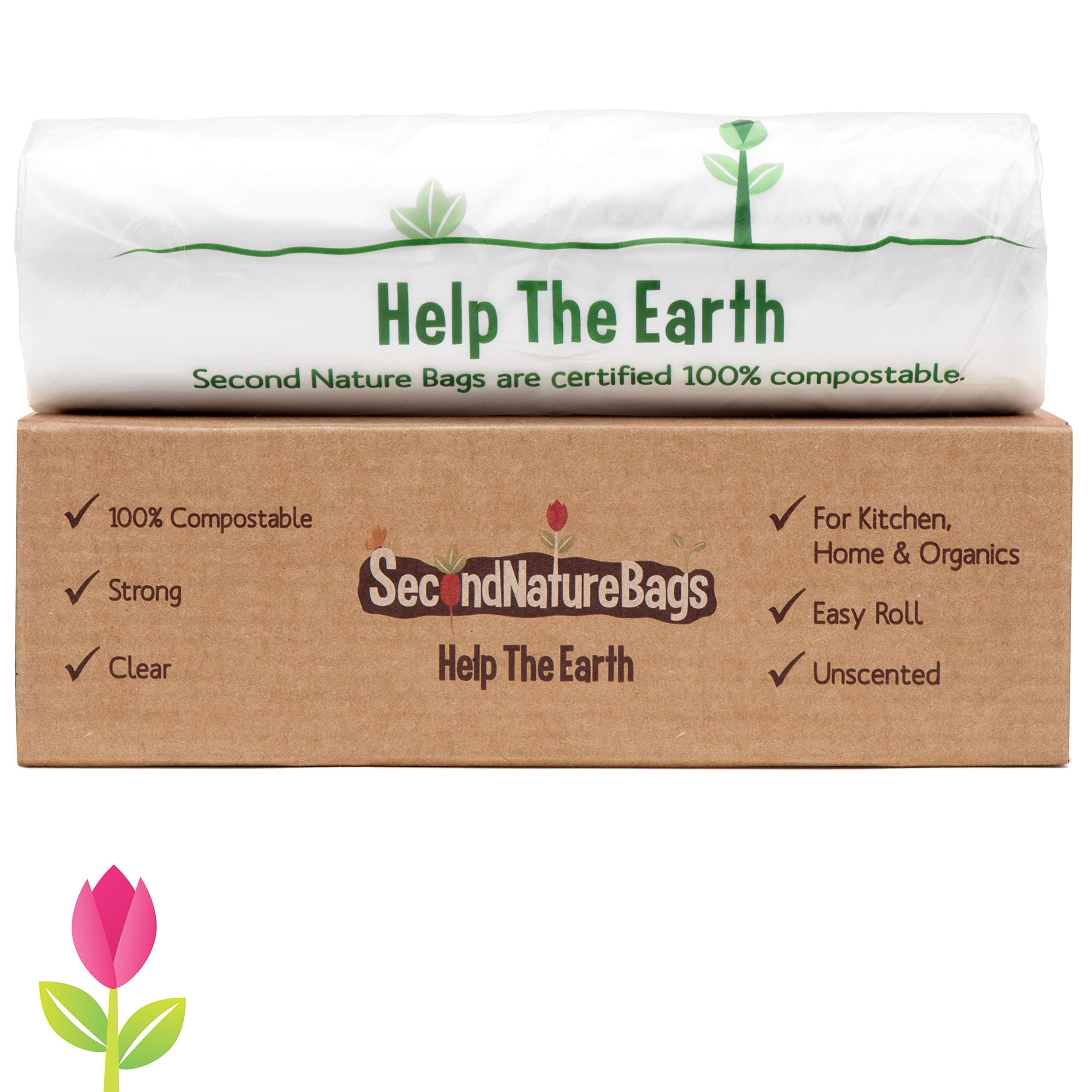 Premium Certified Compostable Biodegradeable, 10 Litre, 100 Bags, Extra Thick Small Kitchen Food Scraps & Home Trash Bags