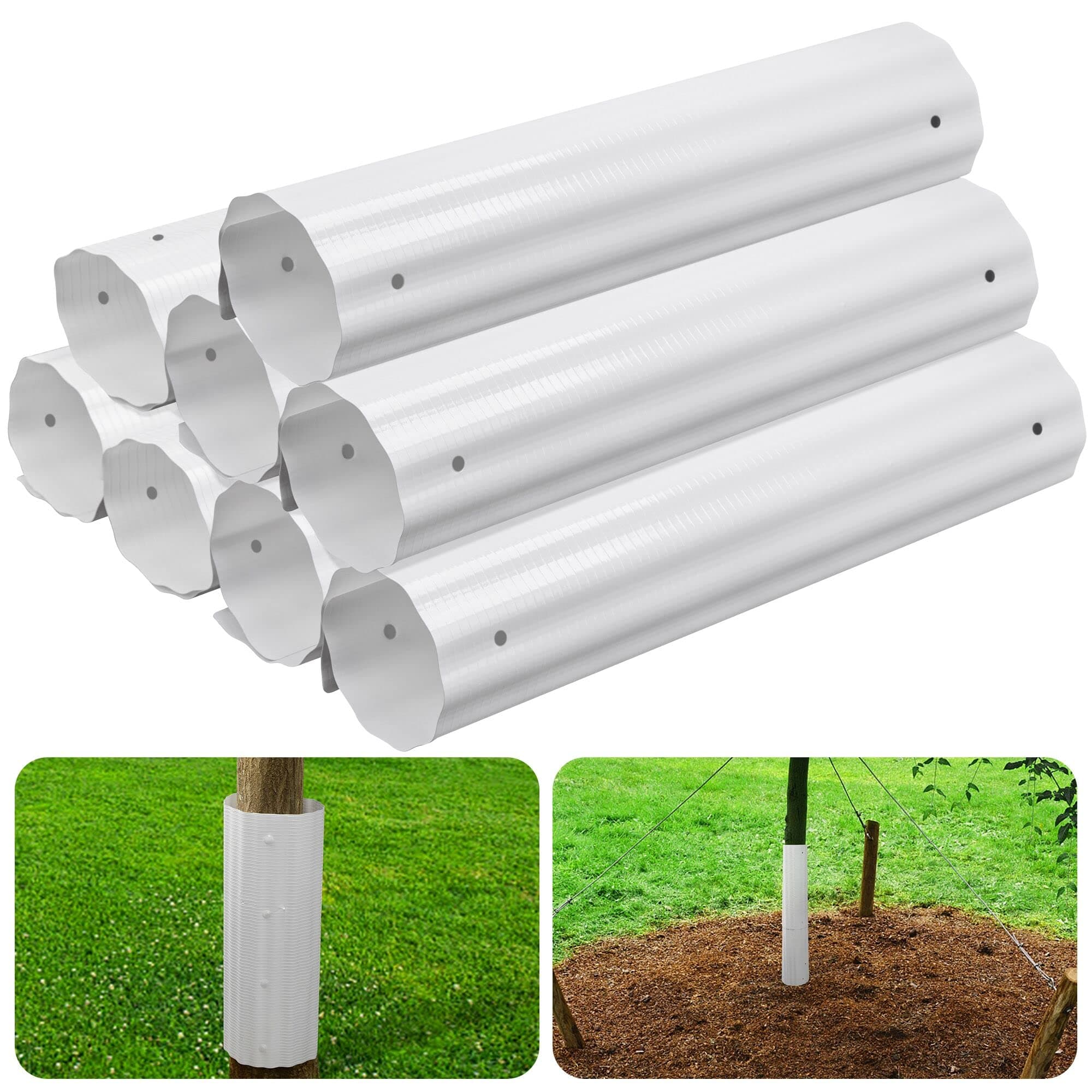 8pcs Expandable Tree Guards,Flexible Tree Bark Protector,Tree Trunk Protector Tubes Wraps to Protect Saplings Plants from Weed whackers, Trimmers, and Animals (8)