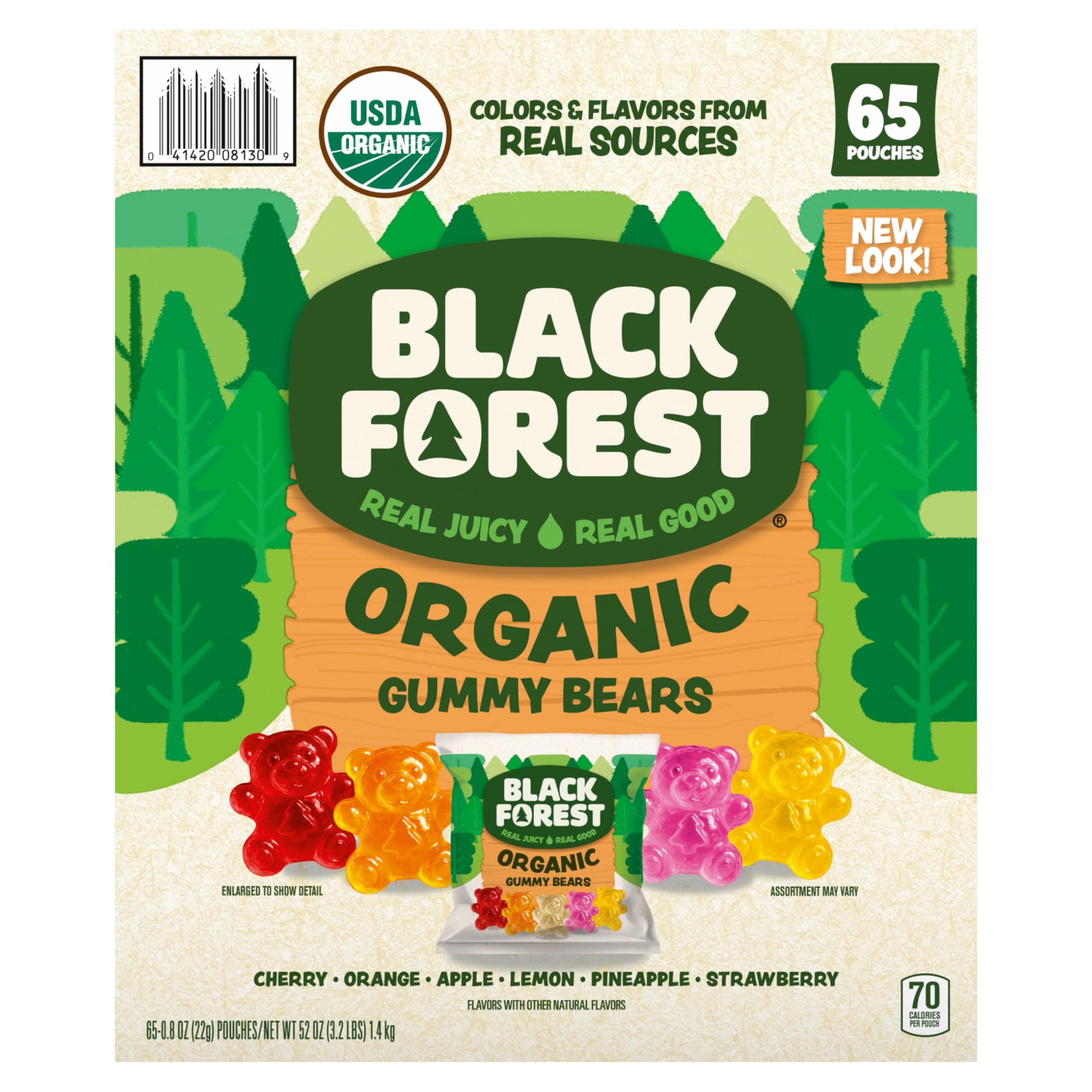 Black Forest Organic Candy, Gummy Bears, 65 Count