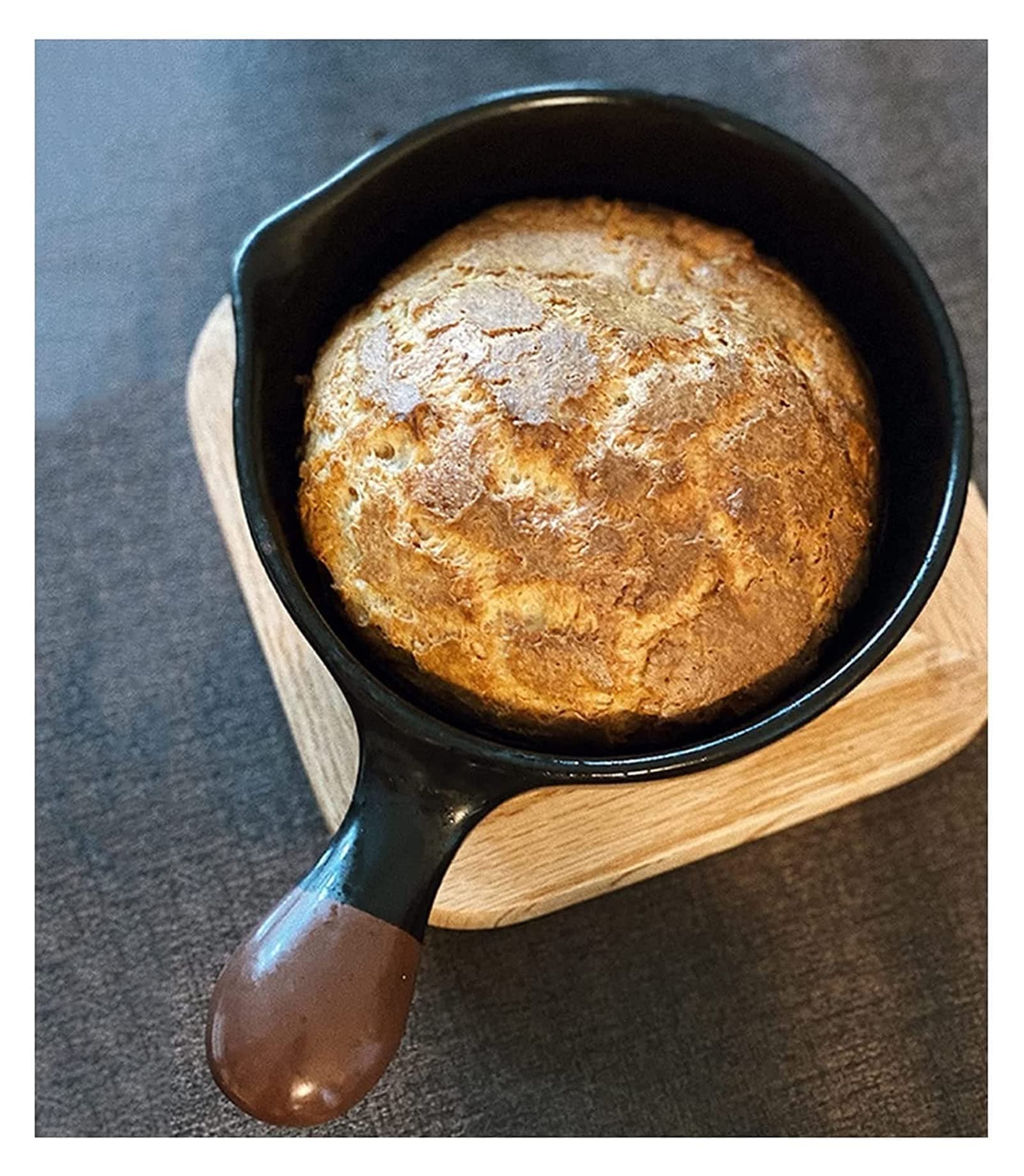 Cooking Pot Casserole Baking Dish Ceramic Ramekins for Baking Salad Ice Cream Desserts Soup Bowls with Single Handle, 700ml Porcelain Round Dessert Bowl Ramekins Lasagna Pans (Color : Brown)