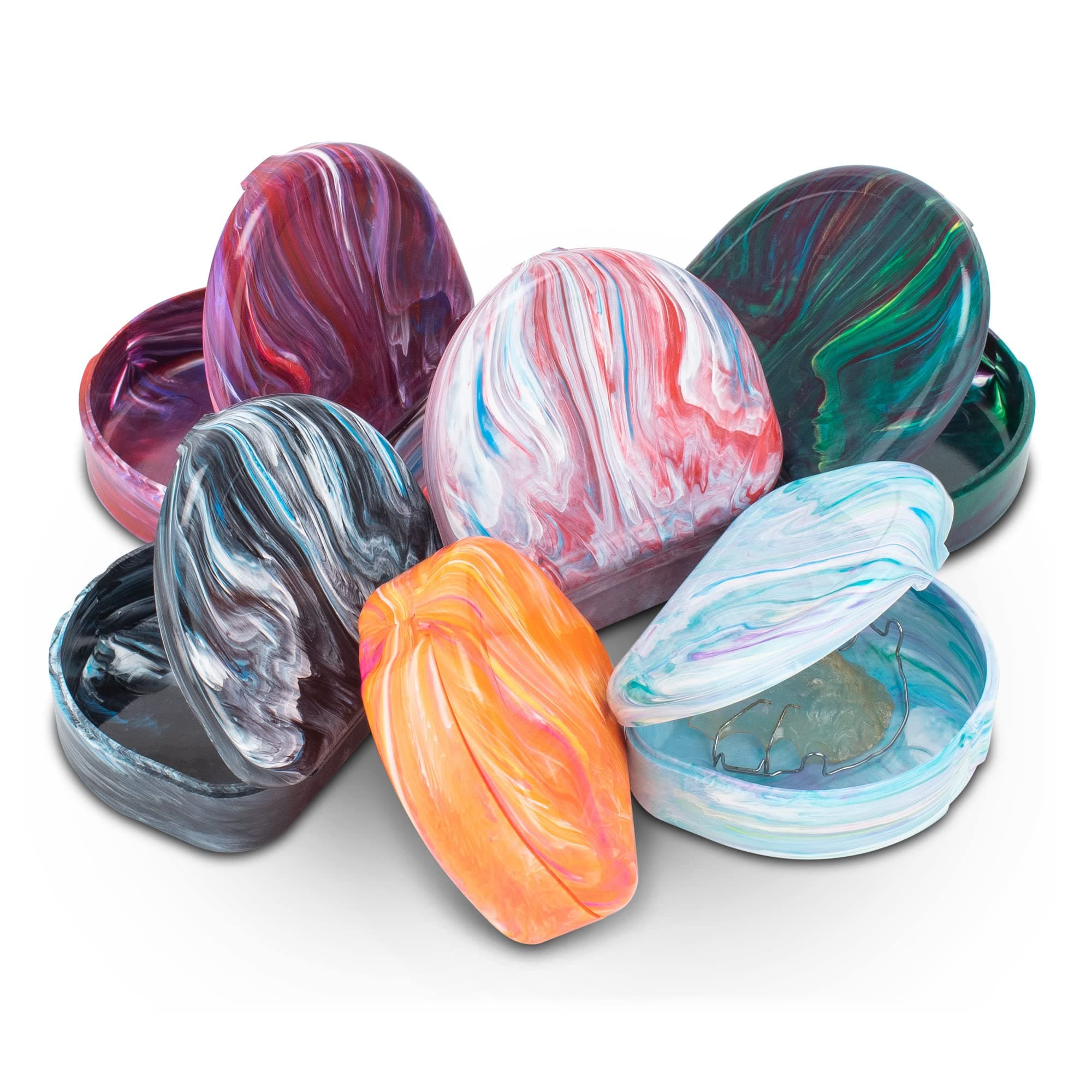 Designer Marbled Retainer Cases, Assorted, Pack of 6