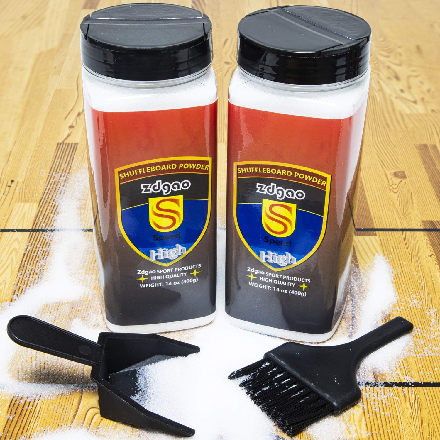 Shuffleboard Wax Powder High Speed 2 Pack + Mini Dustpan + Mini Brush (2x14oz)