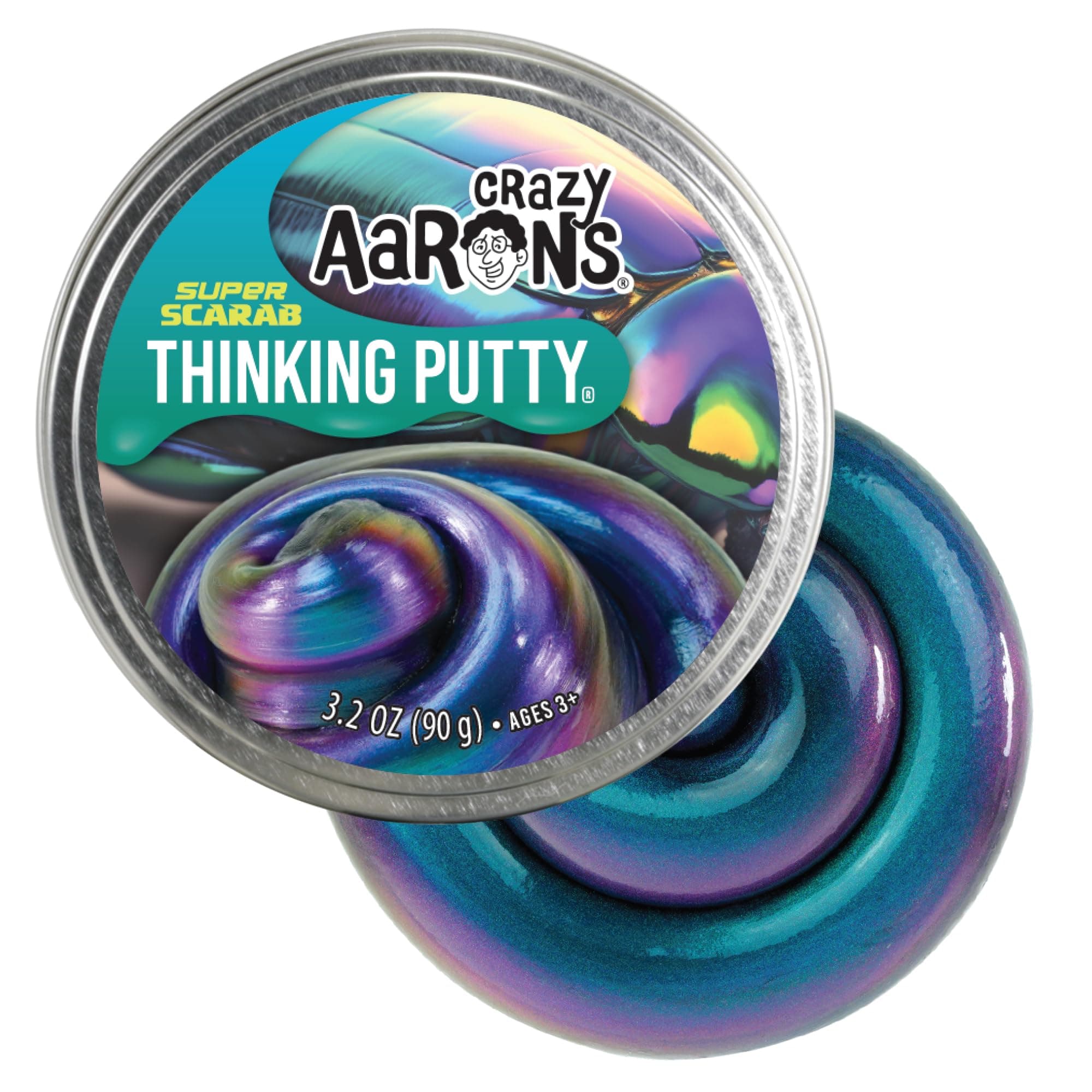 Super Illusions Super Scarab Thinking Putty - 4" Tin Multi-Color Thinking Putty - Non-Toxic Sensory Play Putty - Never Dries Out - Creative Toy for Kids and Adults