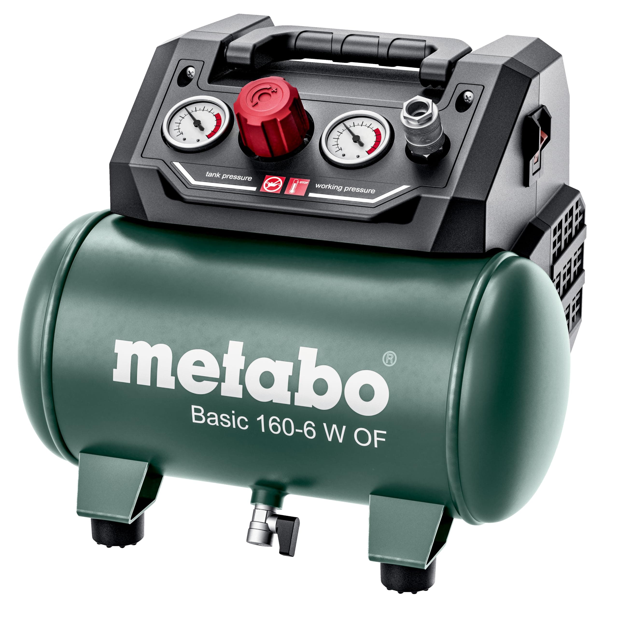 metabo Compressor Basic 160-6 W of (Boiler 6 L, Pressure 8 bar, Suction 160 l, Filling Capacity 65 l/min, max. Speed 3500/min, Compact Design) 601501000