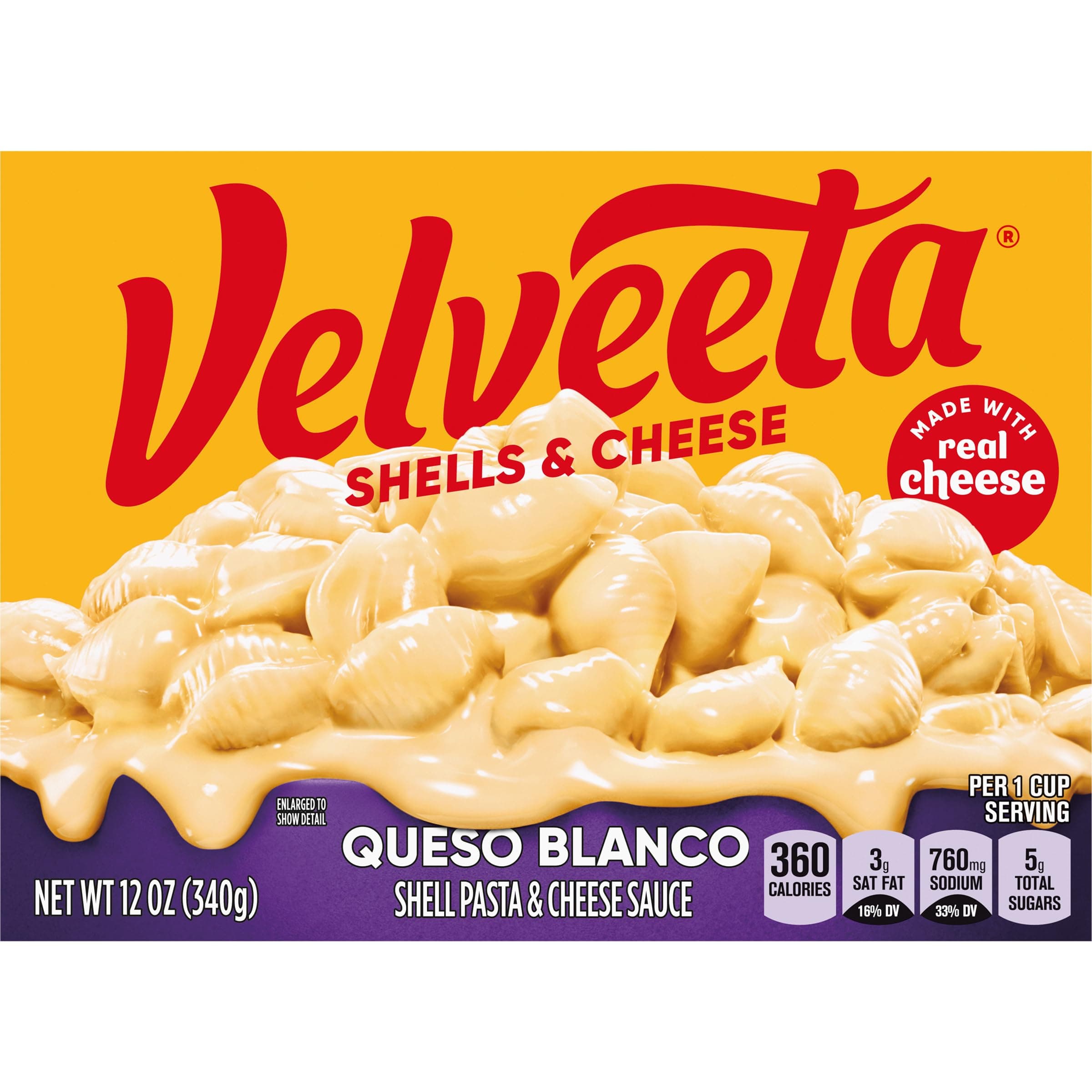 Velveeta Shells & Cheese Queso Blanco Shell Pasta & Cheese Sauce, 12 oz Box