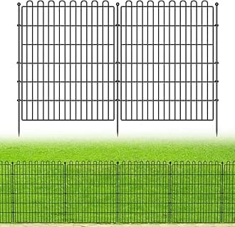 10 Panels No Dig Decorative Garden Fence for Yard, 32 in(H) X 23.6 ft(L) Animal Barrier Fencing for Outdoor Dog, Metal Portable Garden Fences for Borders, Pets, Landscape, Temporary Fence