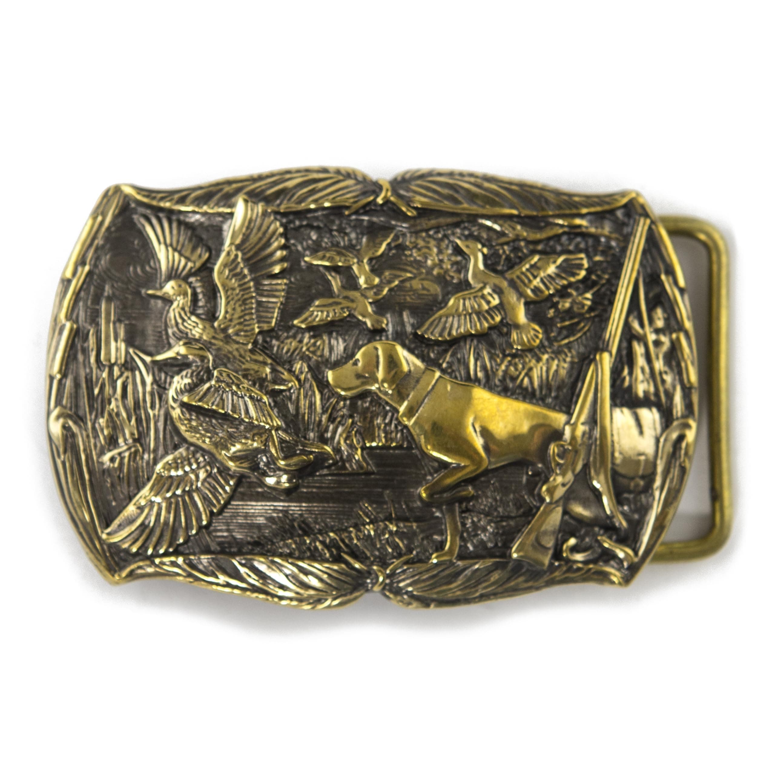Belt Buckle Duck Hunting, Handmade hunter trophy solid brass belt buckle duck hunting season