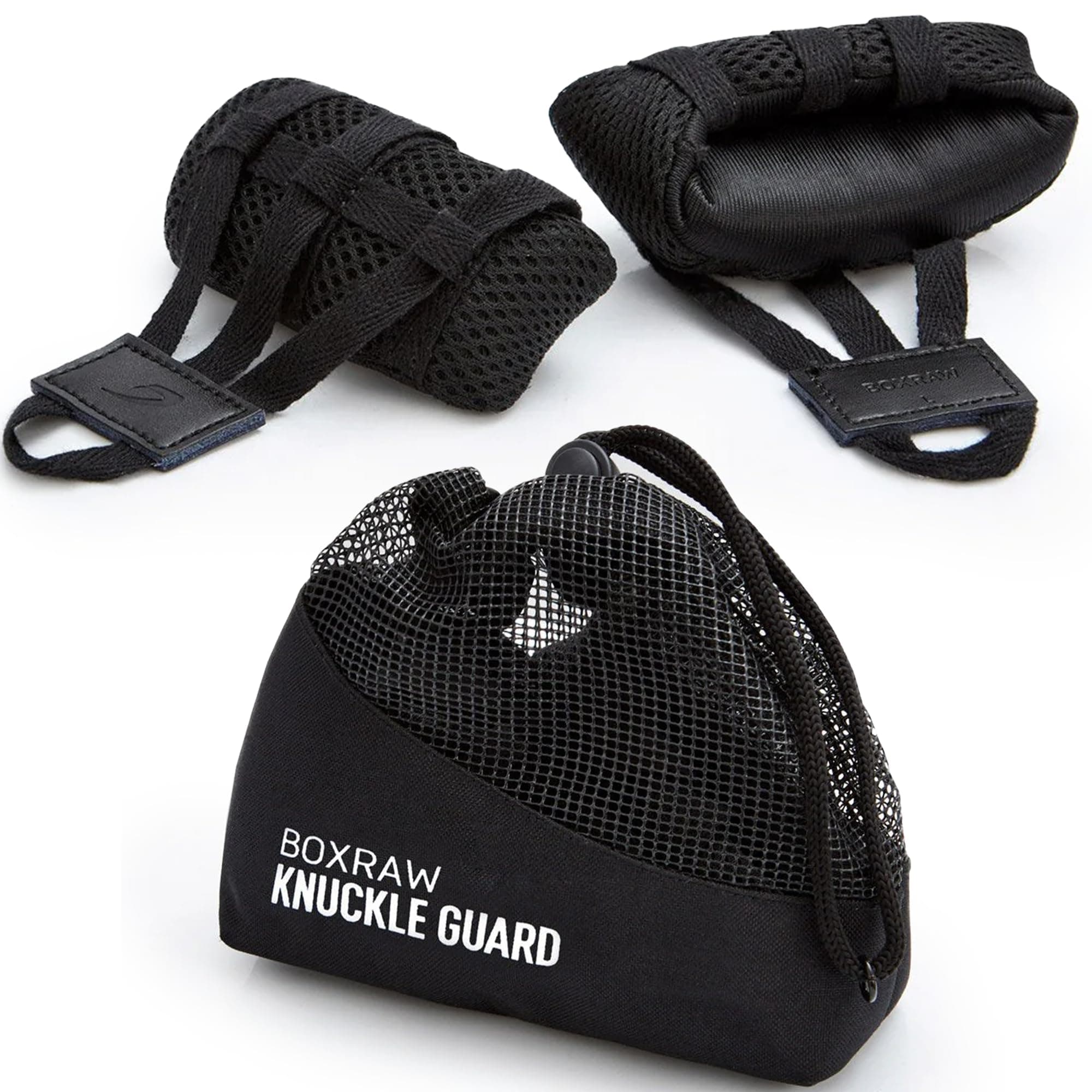BOXRAW Knuckle Guards - Black - Professional Knuckle Protection for Boxing Inner Gloves - Padded Guards for Boxing MMA & Muay Thai with Wash Bag - Durable & Breathable - Left & Right Pair