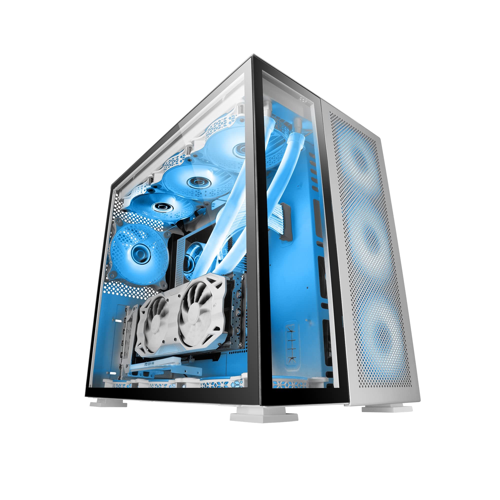 Mars GamingMC-NOVA, Custom XXL E-ATX Aluminium Gaming Tower, Full Tempered Glass, Modular Frame, Double Chamber, USB-C