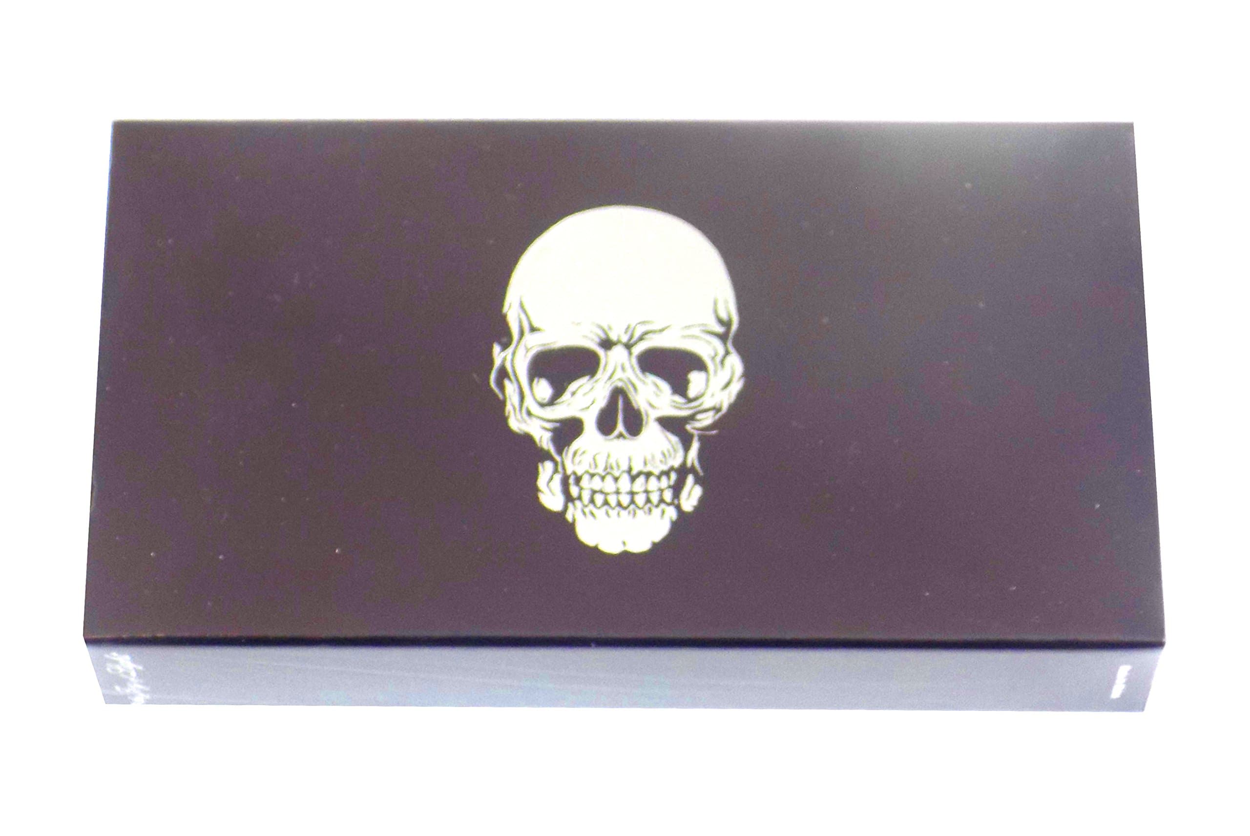 Designer Matches Silver Foiled and Embossed Skull on Black Embossed Matte 4" Collectible Matchbox