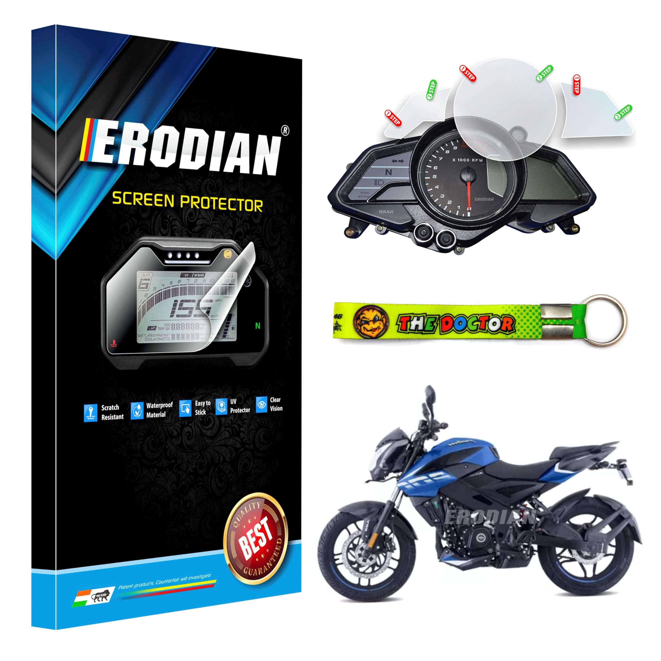 Meter Display Screen Protector, Meter Guard for Bajaj Pulsar NS 200 Bikes | Scratch Resistant | Water Resistant | HD Clear Vision (1-Free Random 6 inch Keychain)