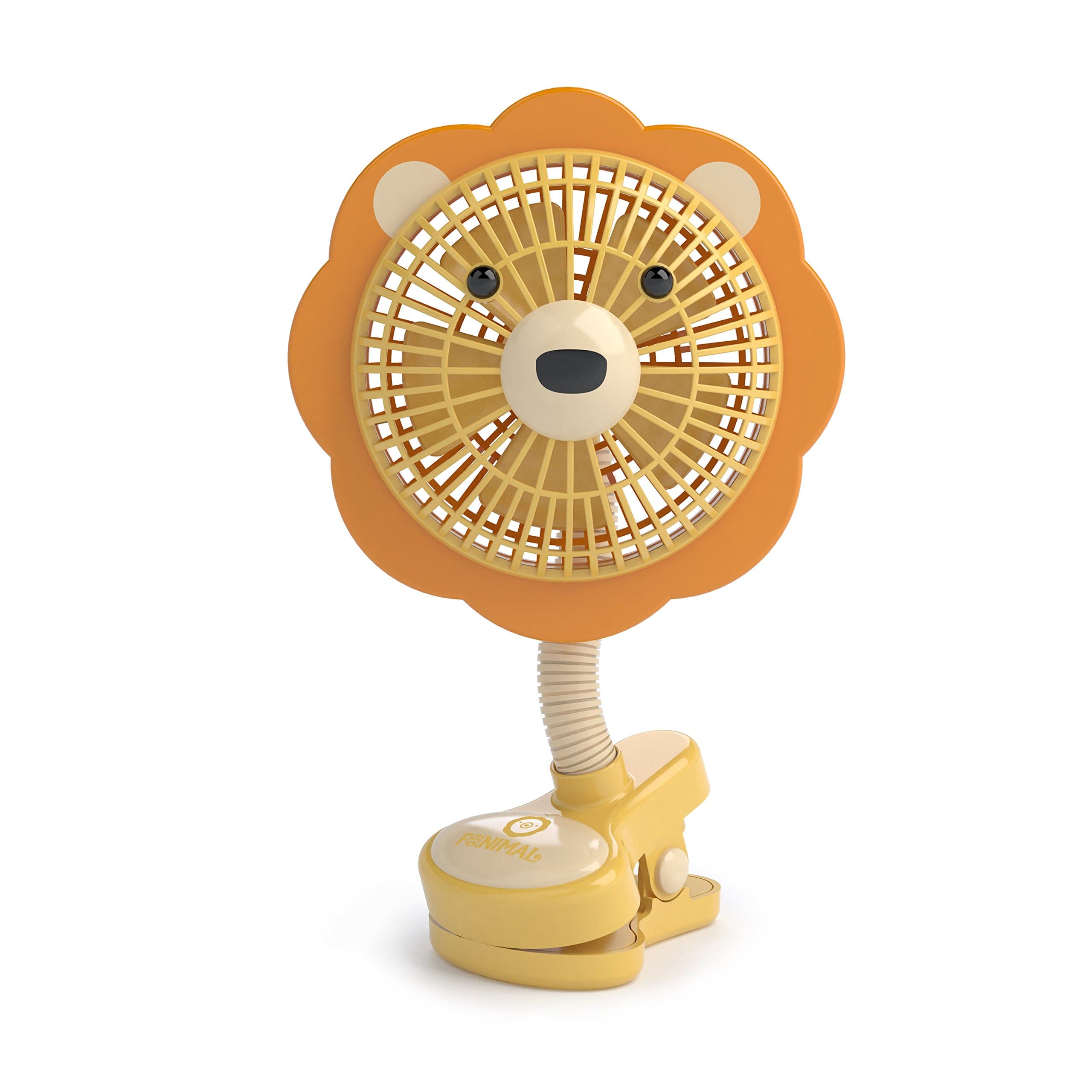 LIVION Fanimal Clip-On Stroller Fan 5" - USB/Battery Powered Baby/Mini Desk Fan with Assorted Animal Designs (ROAR)