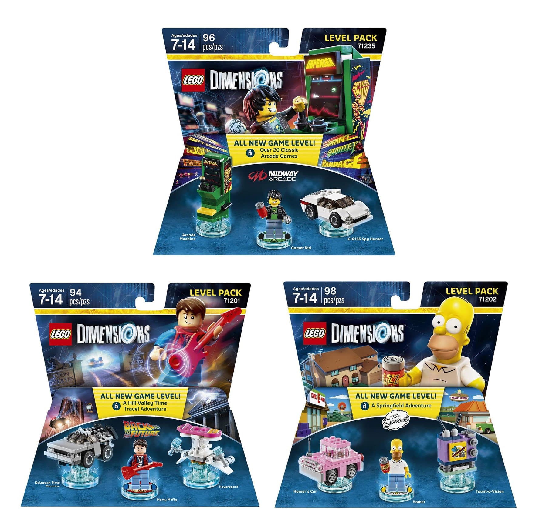 Midway Arcade Level Pack + The Simpsons Homer Level Pack + Back To The Future Marty McFly Level Pack - Lego Dimensions (Non Machine Specific)