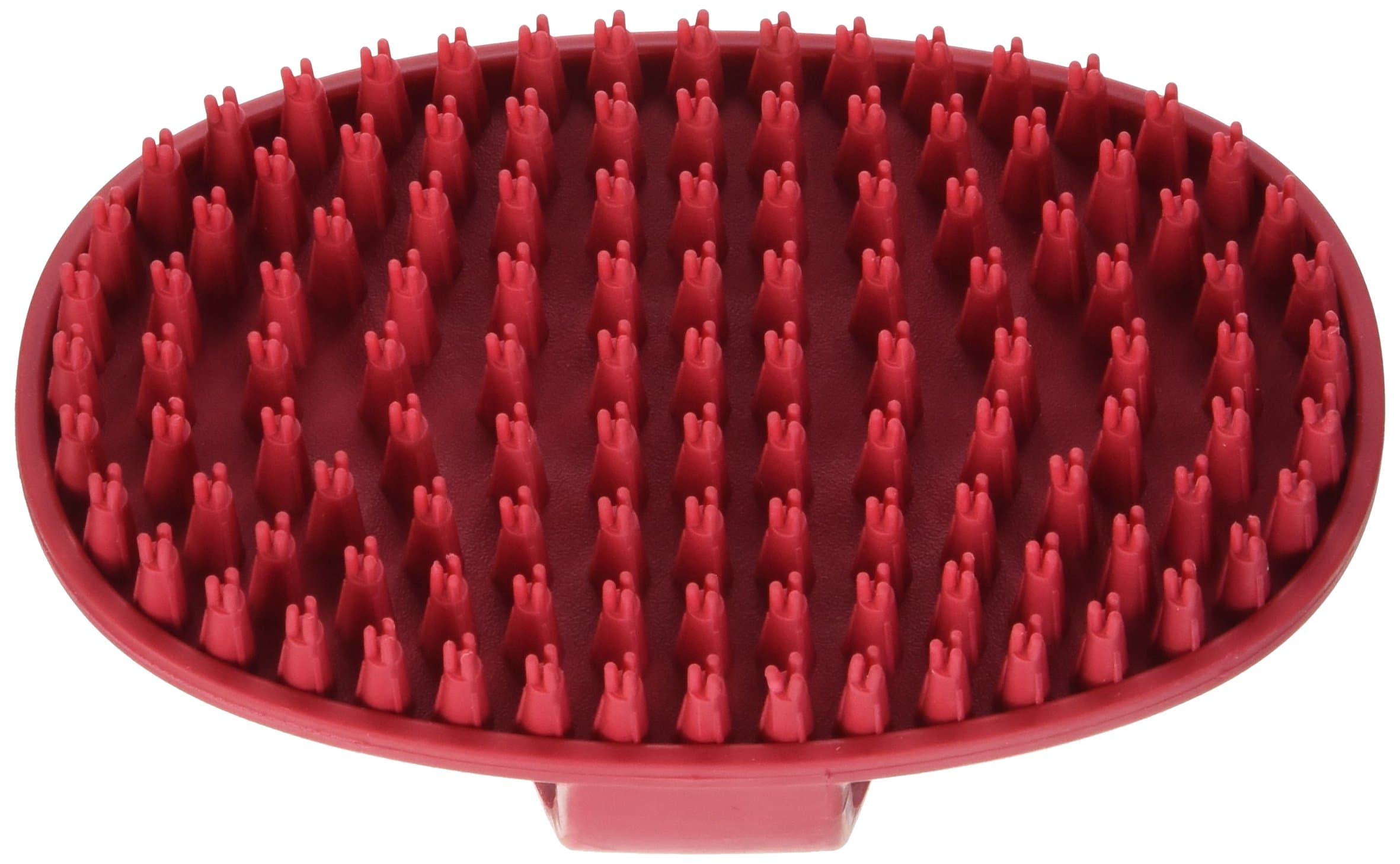 Essentials Rubber Grooming Brush with Loop Handle, Red