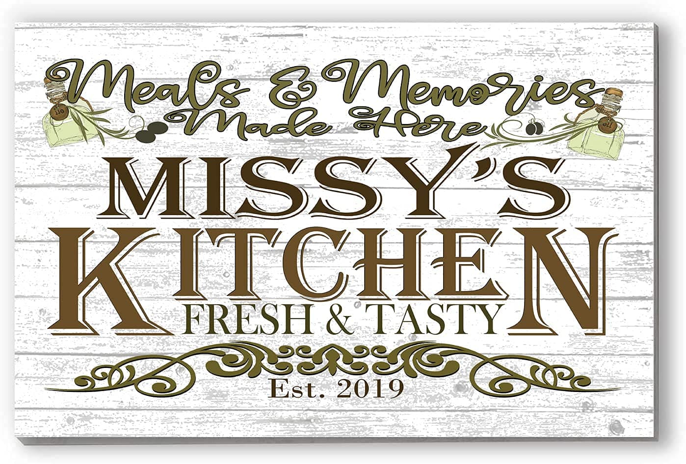 Personalized Kitchen Sign Rustic Farmhouse Wall Art Décor Custom Name - Meals and Memories Made Here