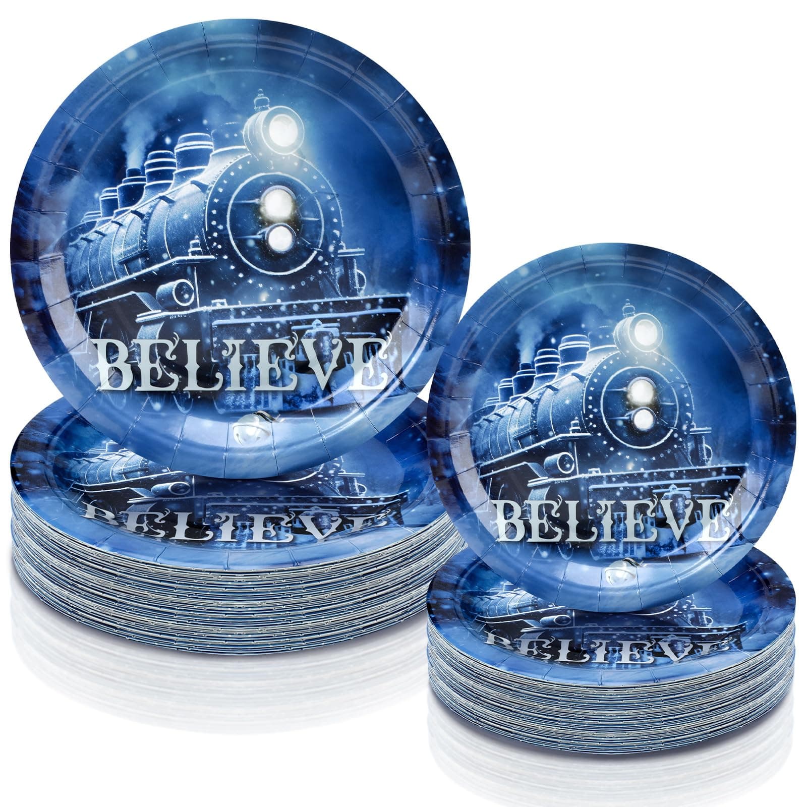 25 Pack Christmas Polar Train Plates Bulk Disposable All Aboard Believe Dinner Plates Party Dinnerware Polar Party Decorations Supplies